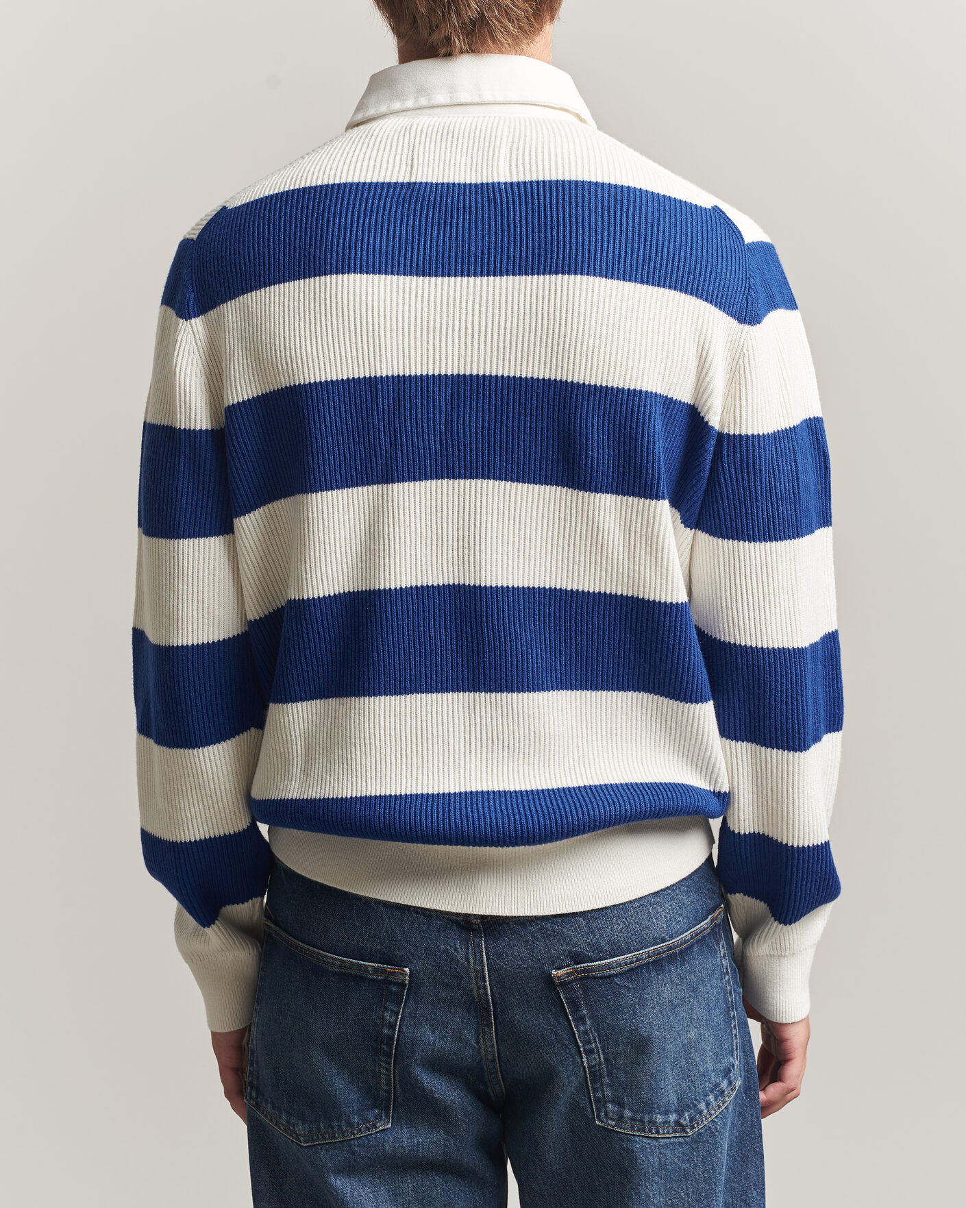 Uomini | Maglieria | Gant | Cotton/Merino Knitted Striped Rugger Cream
