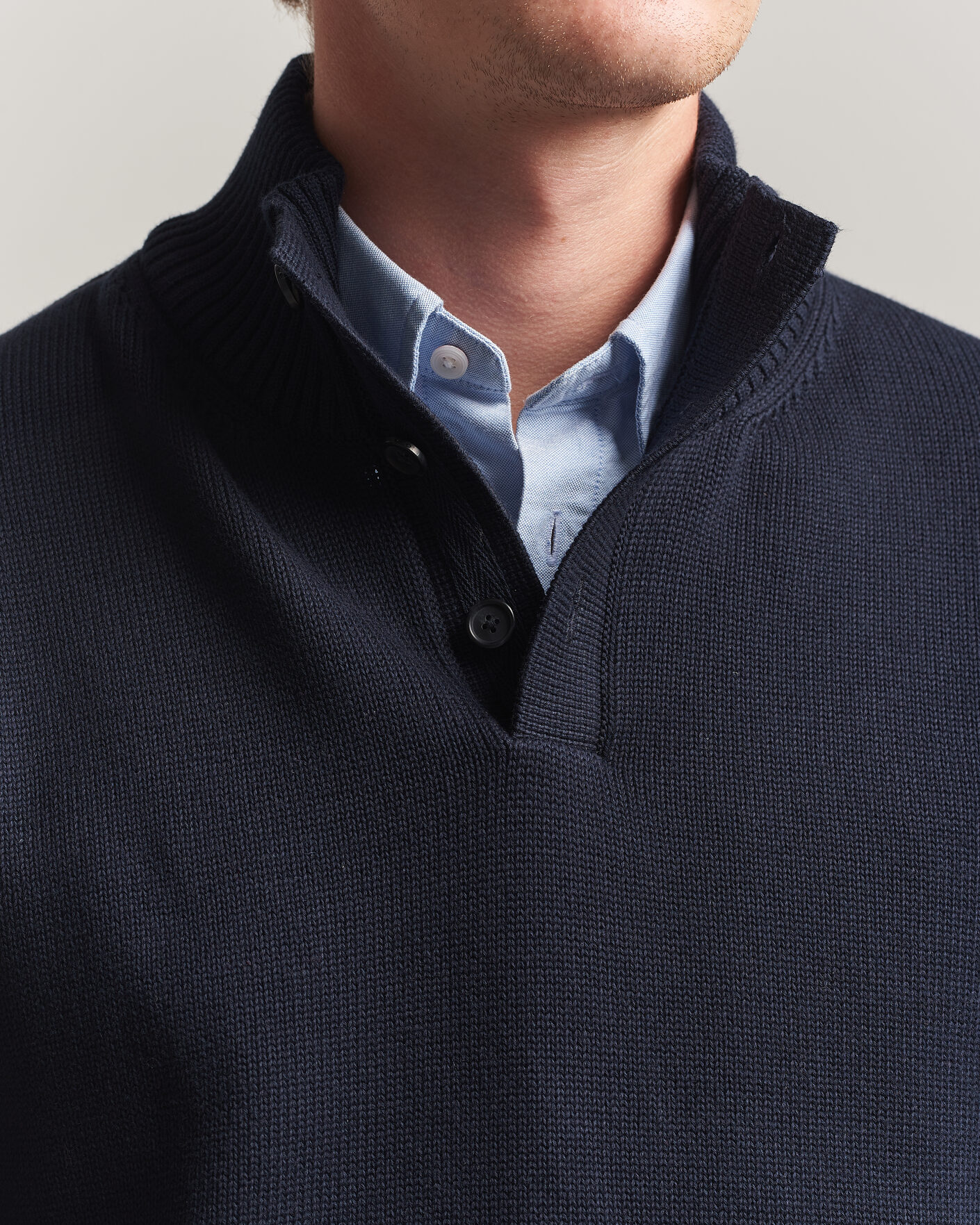 Uomini | Maglieria | Gant | Supima Cotton Half Buttoned Neck Evening Blue