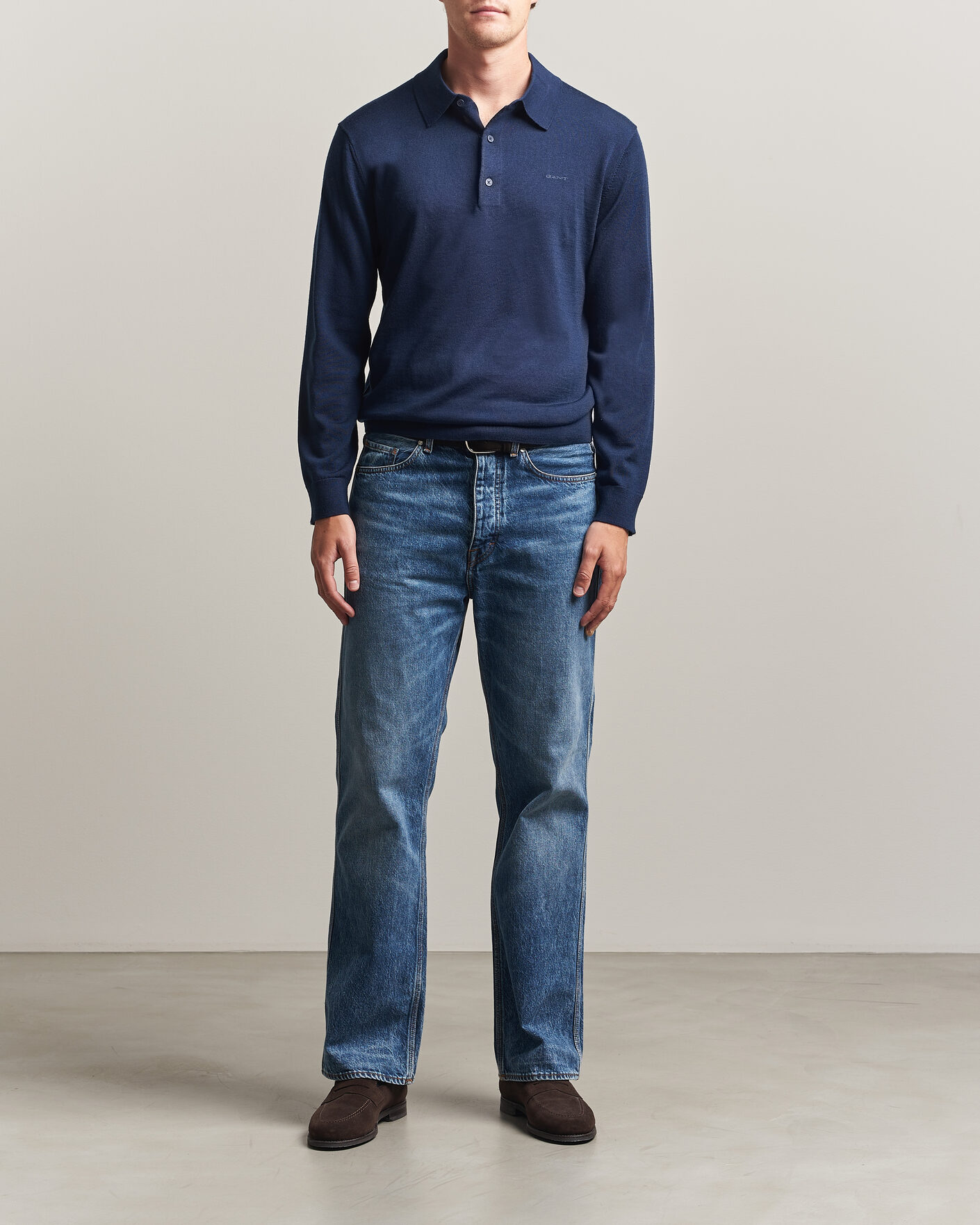 Uomini | Maglieria | Gant | Extrafine Merino Knitted Polo Marine