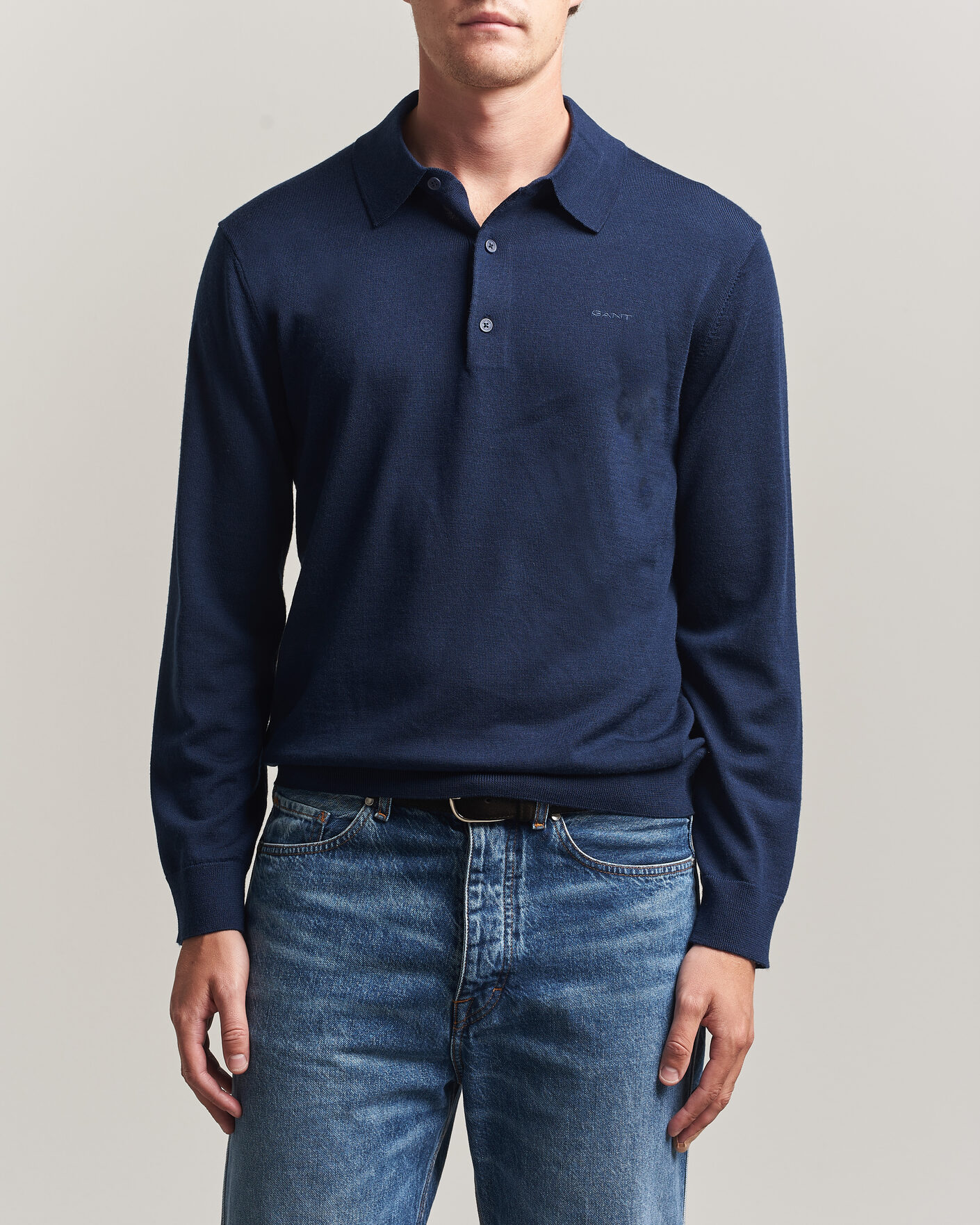 Uomini | Maglieria | Gant | Extrafine Merino Knitted Polo Marine