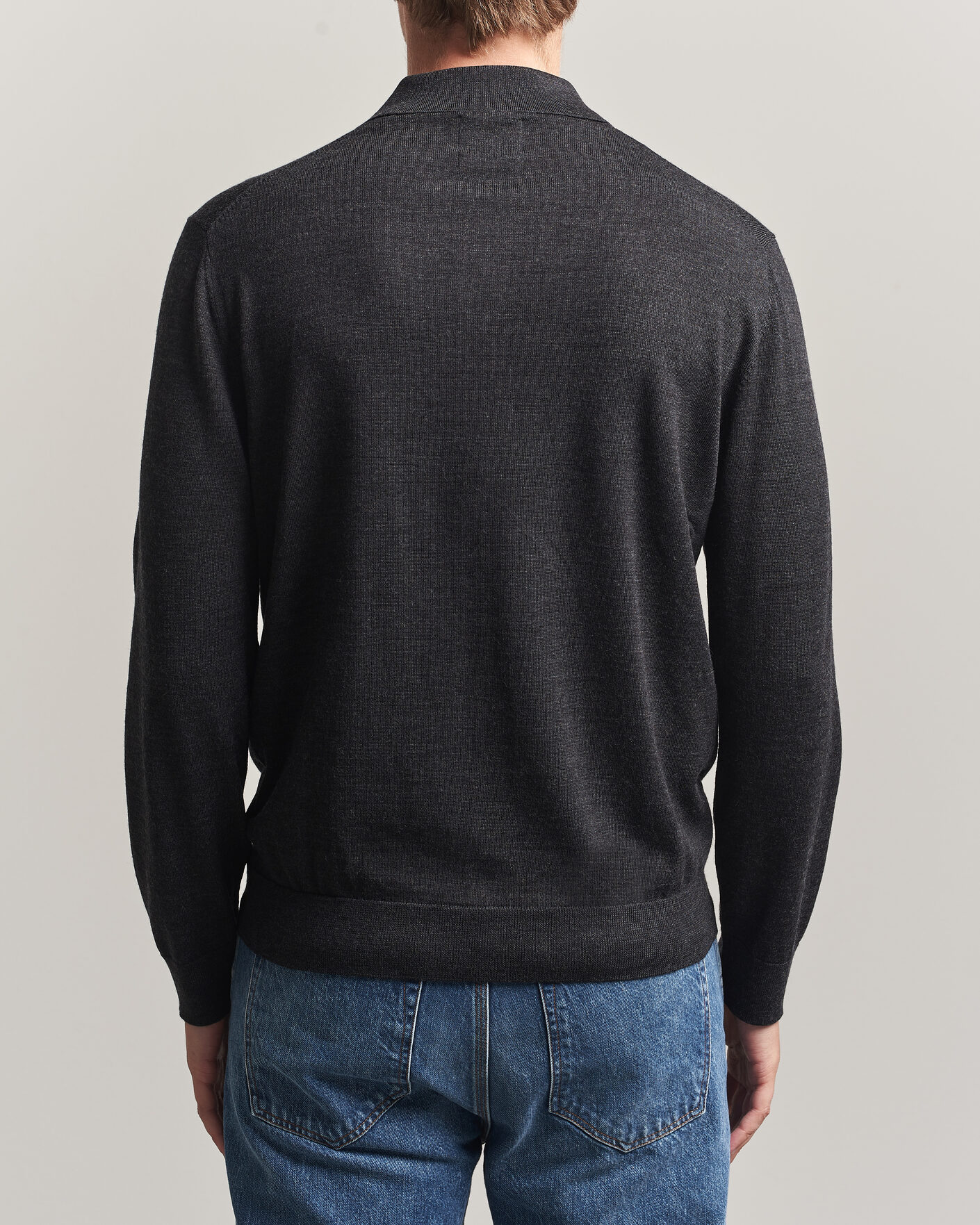 Uomini | Maglieria | Gant | Extrafine Merino Knitted Polo Dark Charcoal Melange