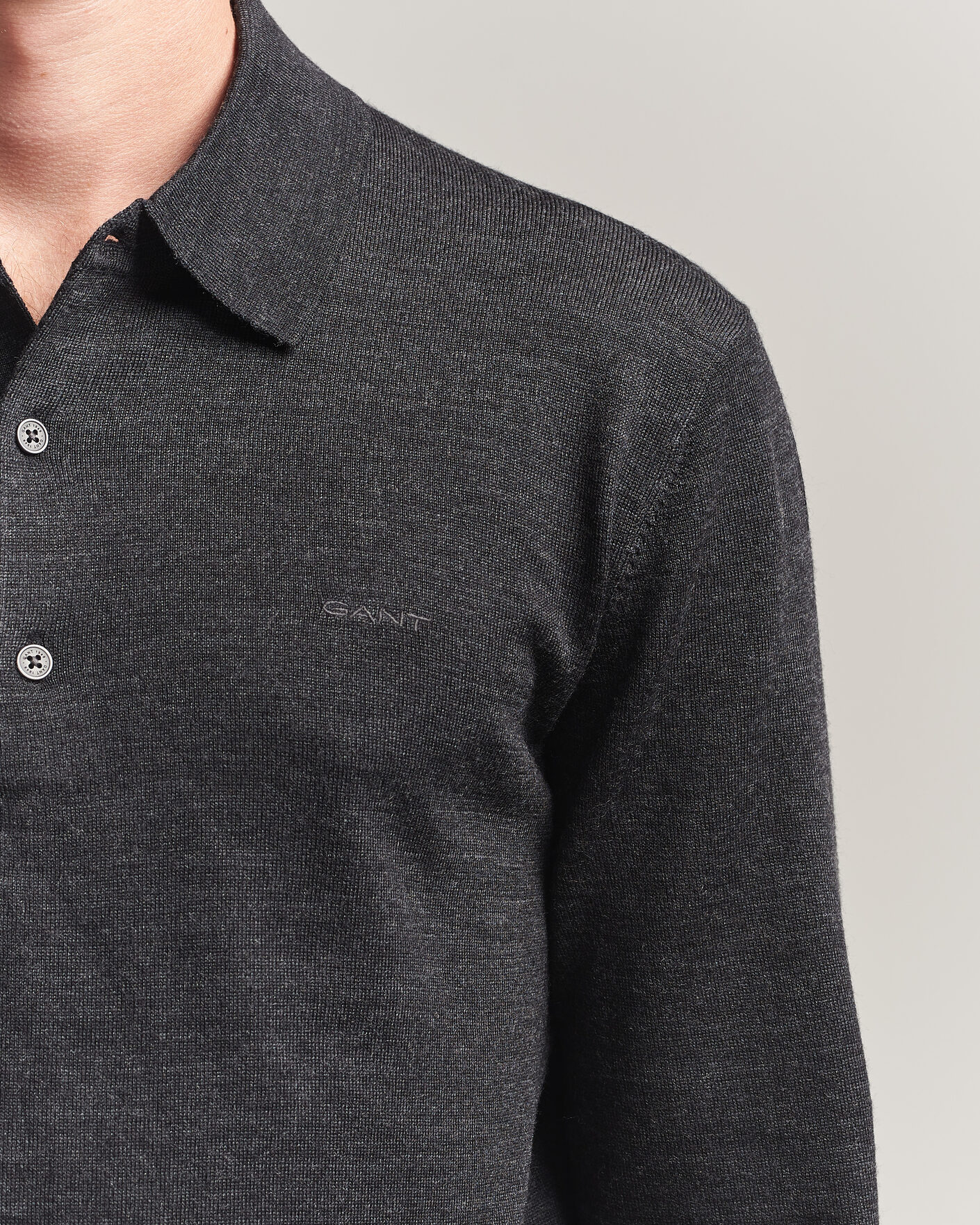 Uomini | Maglieria | Gant | Extrafine Merino Knitted Polo Dark Charcoal Melange
