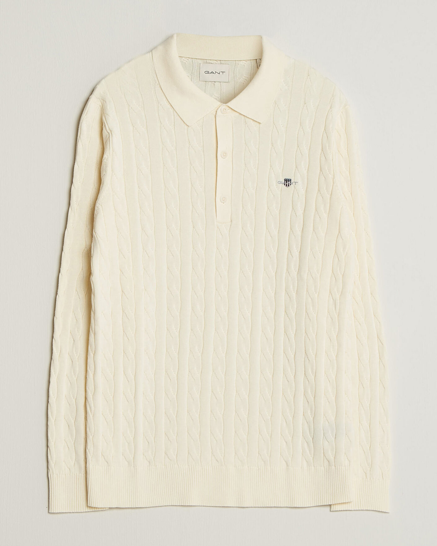 Uomini | Maglieria | Gant | Cotton Cable Polo Cream