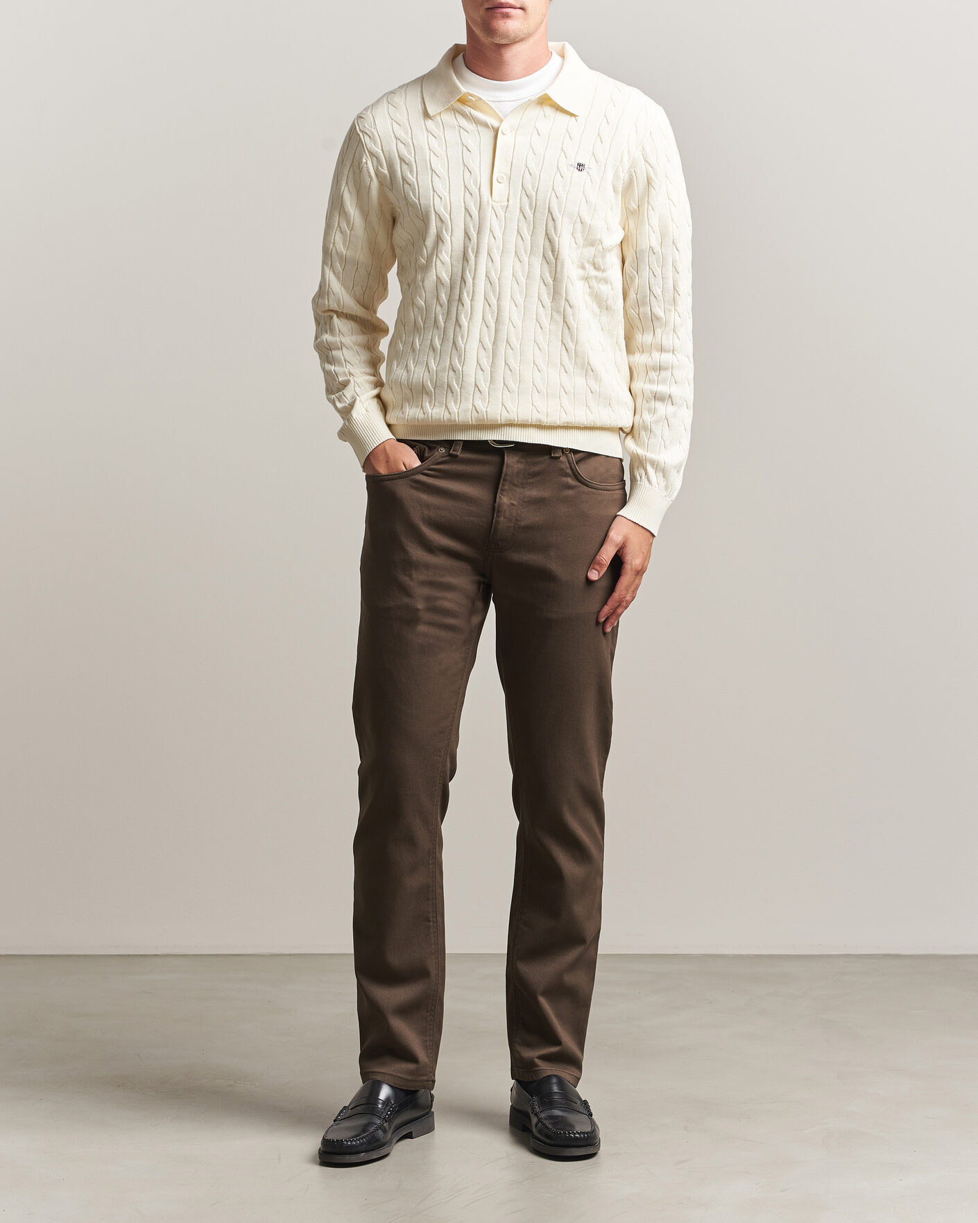 Uomini | Maglieria | Gant | Cotton Cable Polo Cream
