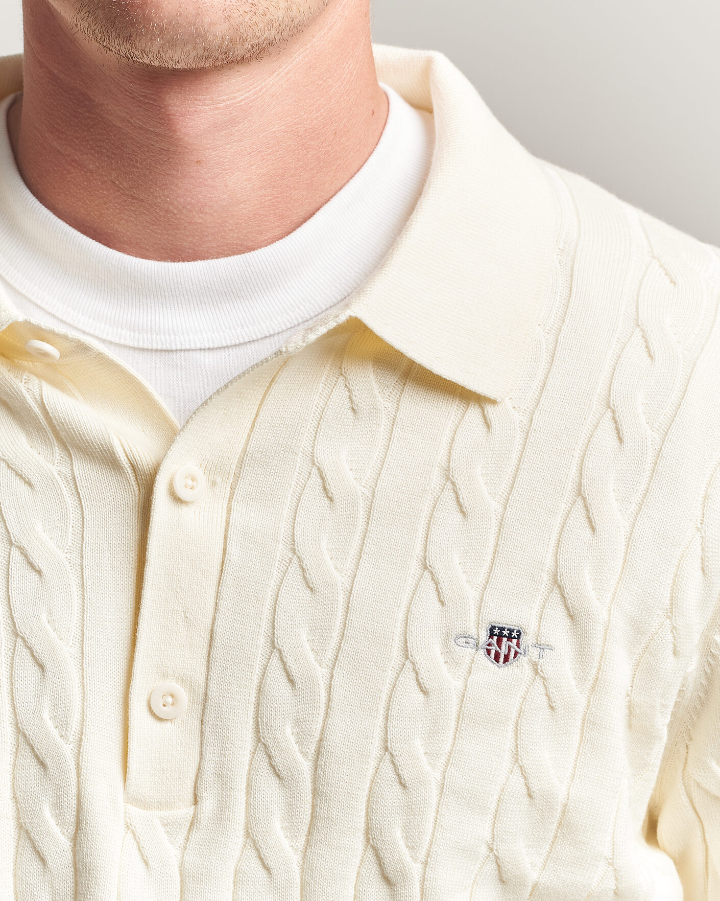 Uomini | Maglieria | Gant | Cotton Cable Polo Cream