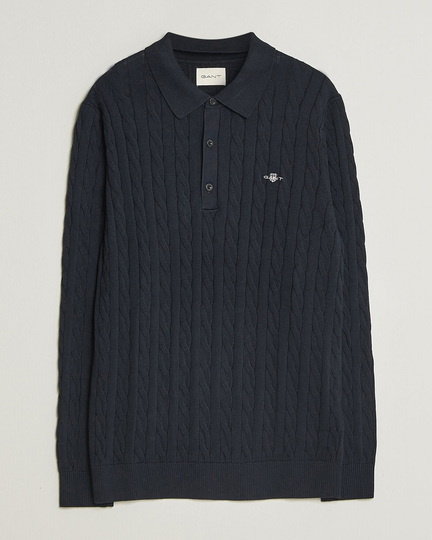 Uomini | Maglieria | Gant | Cotton Cable Polo Evening Blue