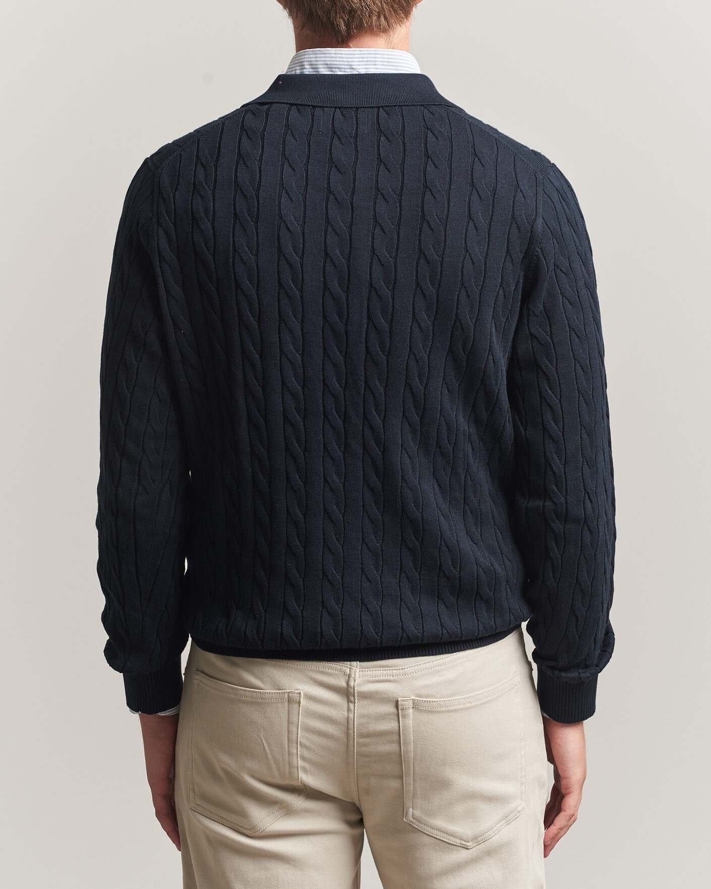 Uomini | Maglieria | Gant | Cotton Cable Polo Evening Blue