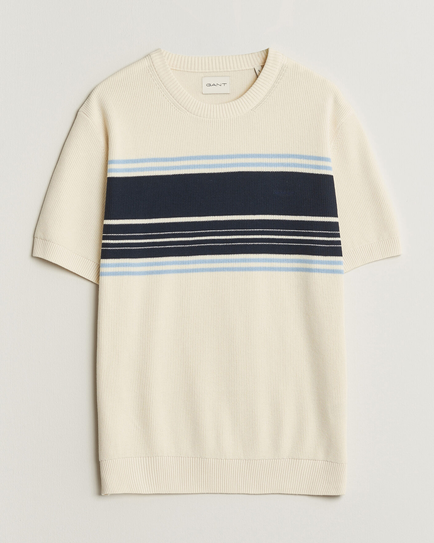 Uomini | T-shirt | Gant | Knitted Striped T-shirt Cream
