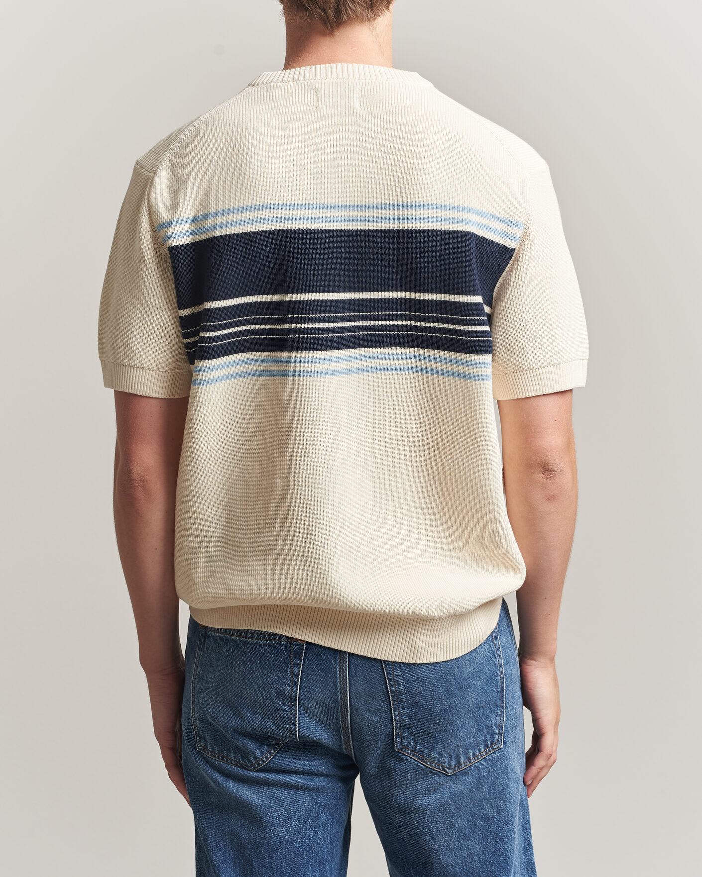 Uomini | T-shirt | Gant | Knitted Striped T-shirt Cream