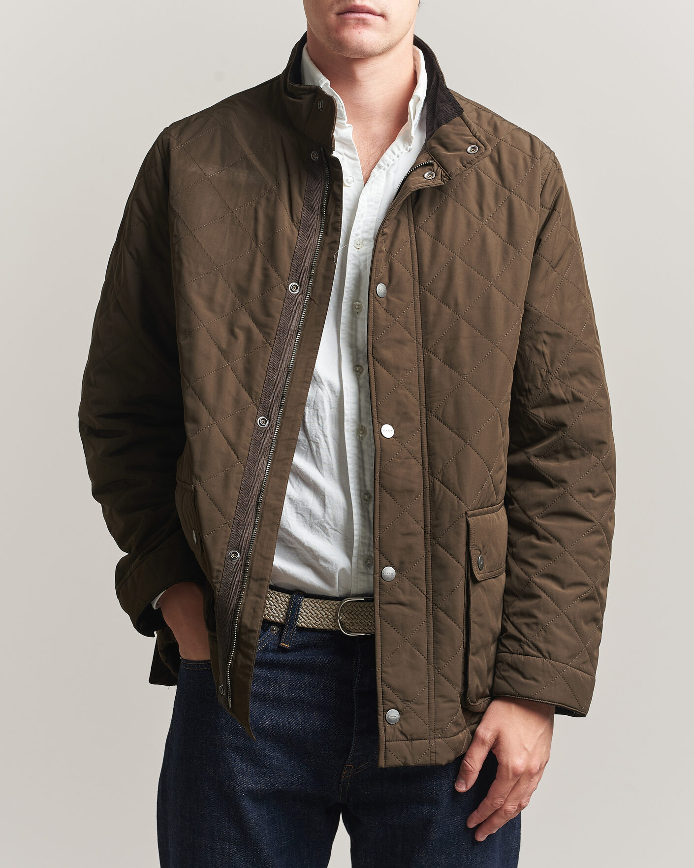 Uomini | Giacche | Gant | Classic Quilted Mid Jacket Black Brown