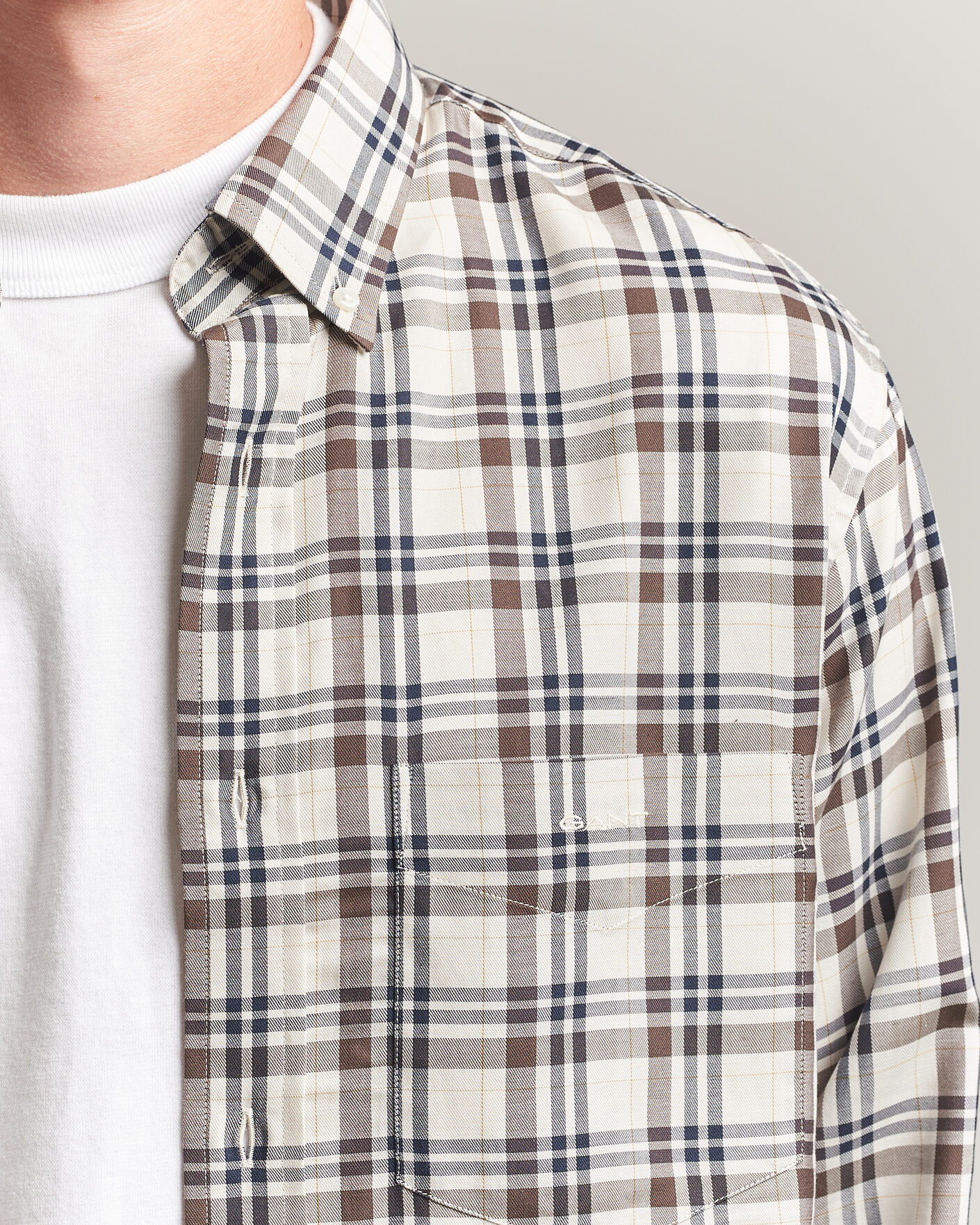 Uomini | Camicie | Gant | Regular Fit Twill Checked Shirt Sand