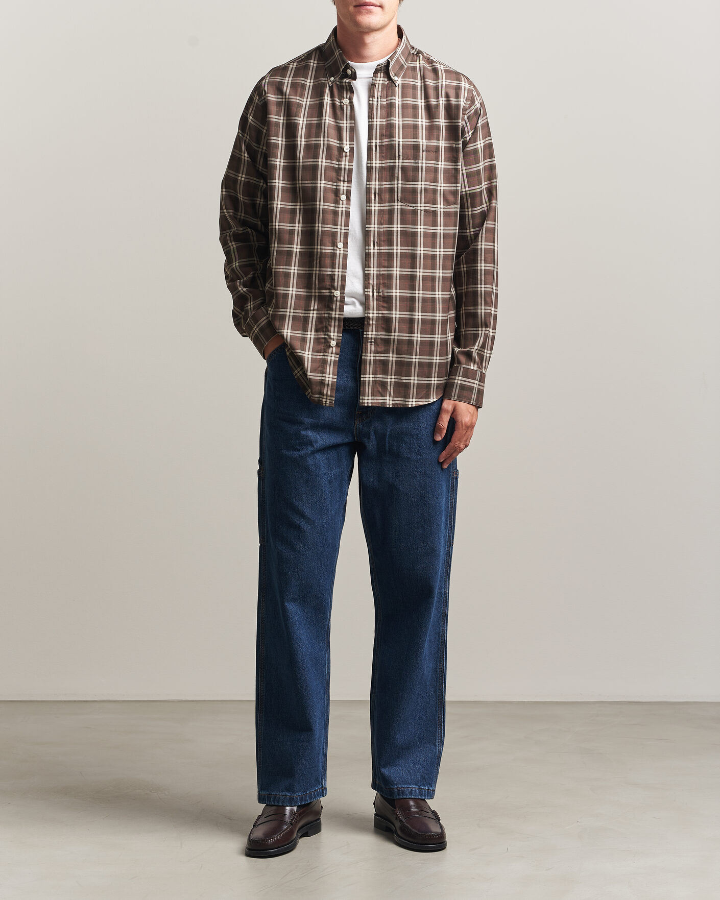 Uomini | Camicie | Gant | Regular Fit Twill Checked Shirt Faded Taupe