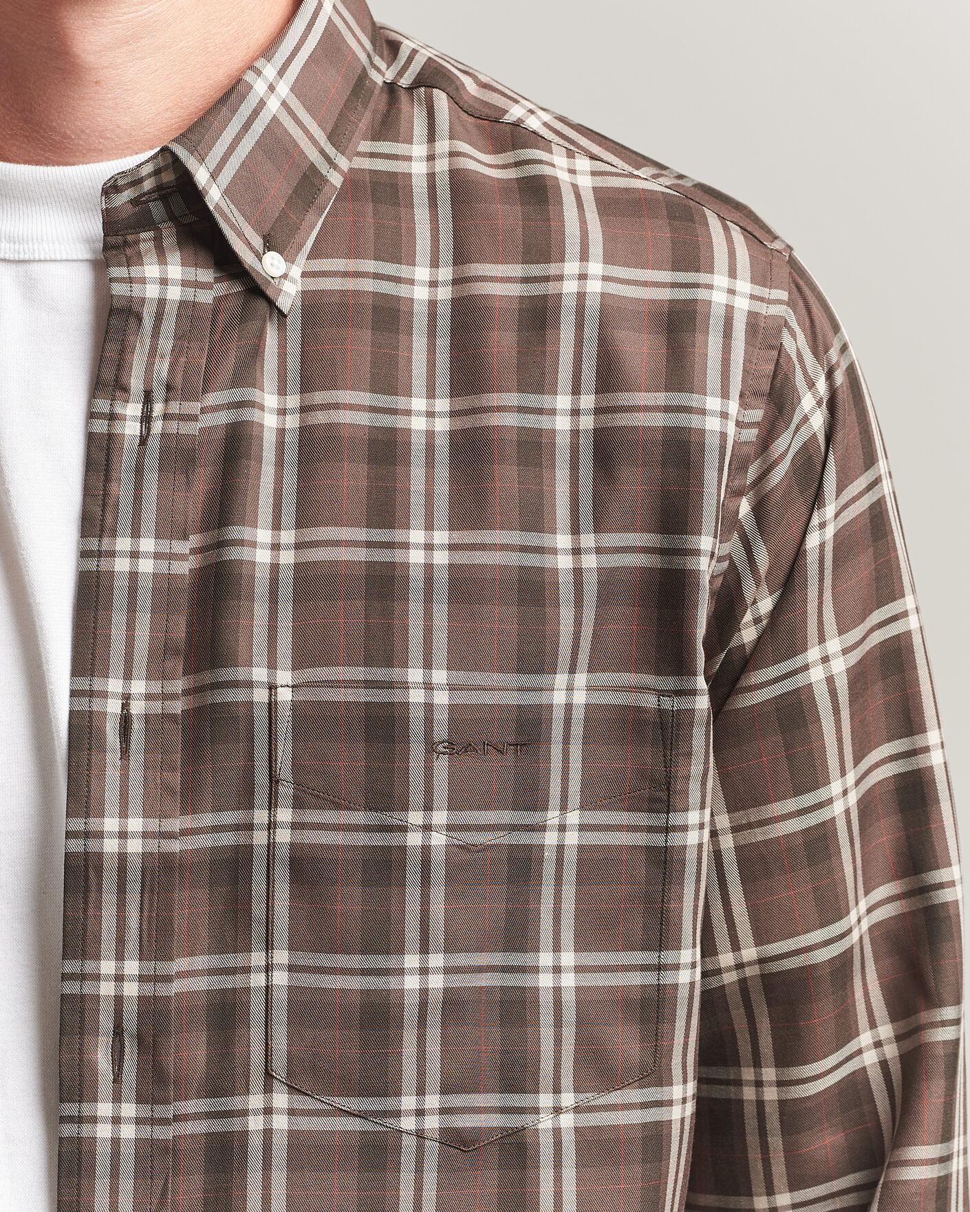 Uomini | Camicie | Gant | Regular Fit Twill Checked Shirt Faded Taupe