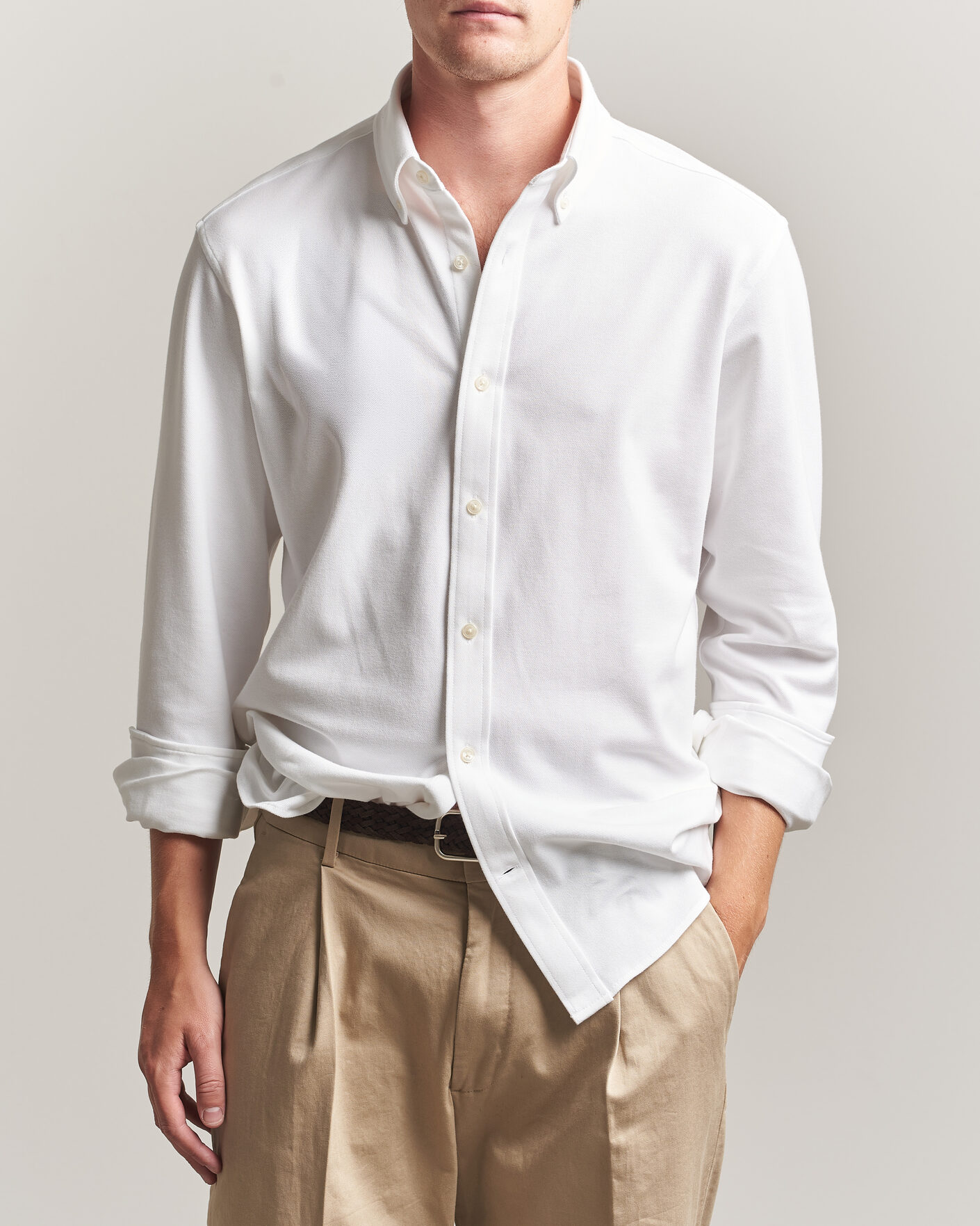 Uomini | Camicie | Gant | Regular Fit Jersey Pique Shirt White