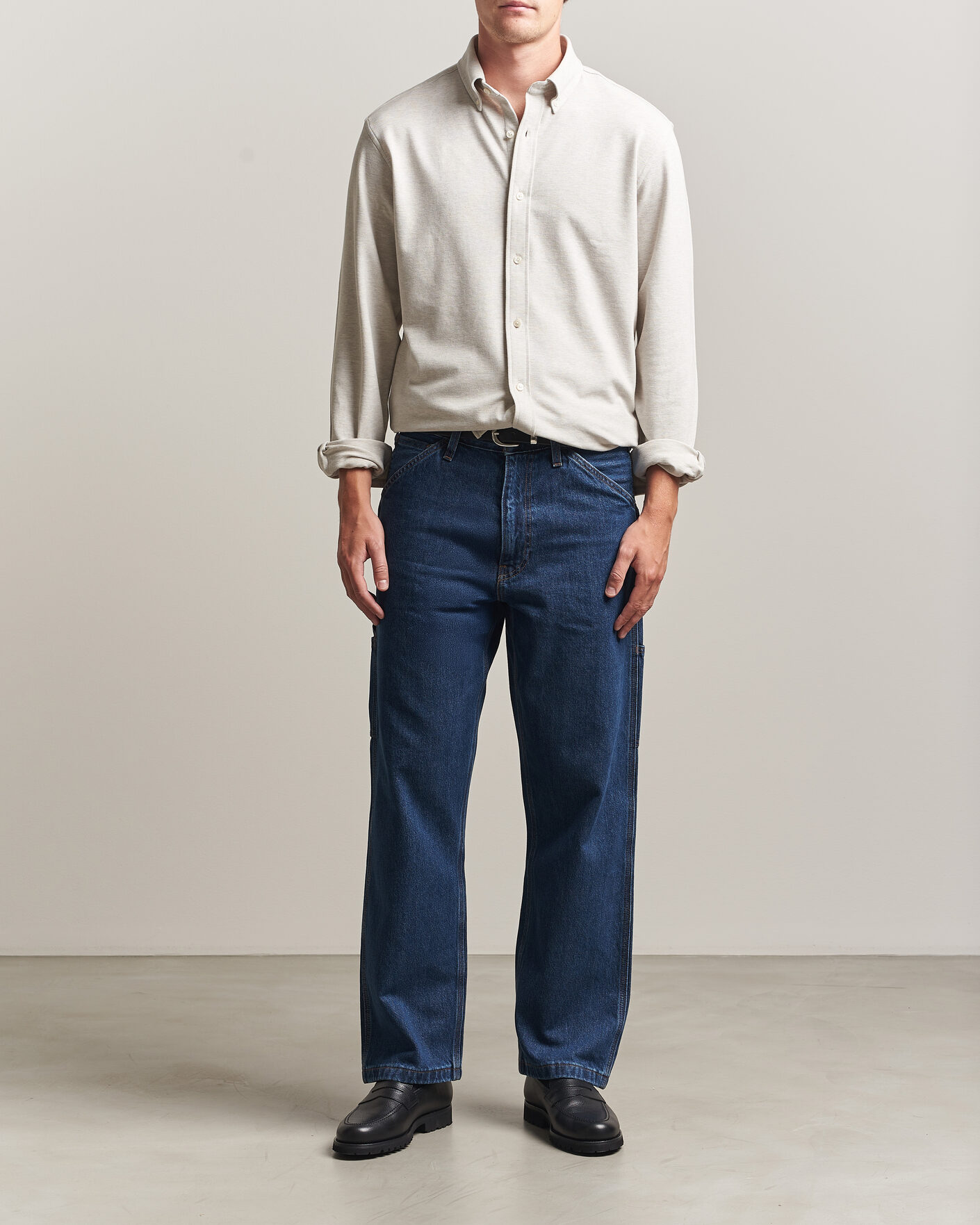 Uomini | Camicie | Gant | Regular Fit Jersey Pique Shirt Light Beige Melange