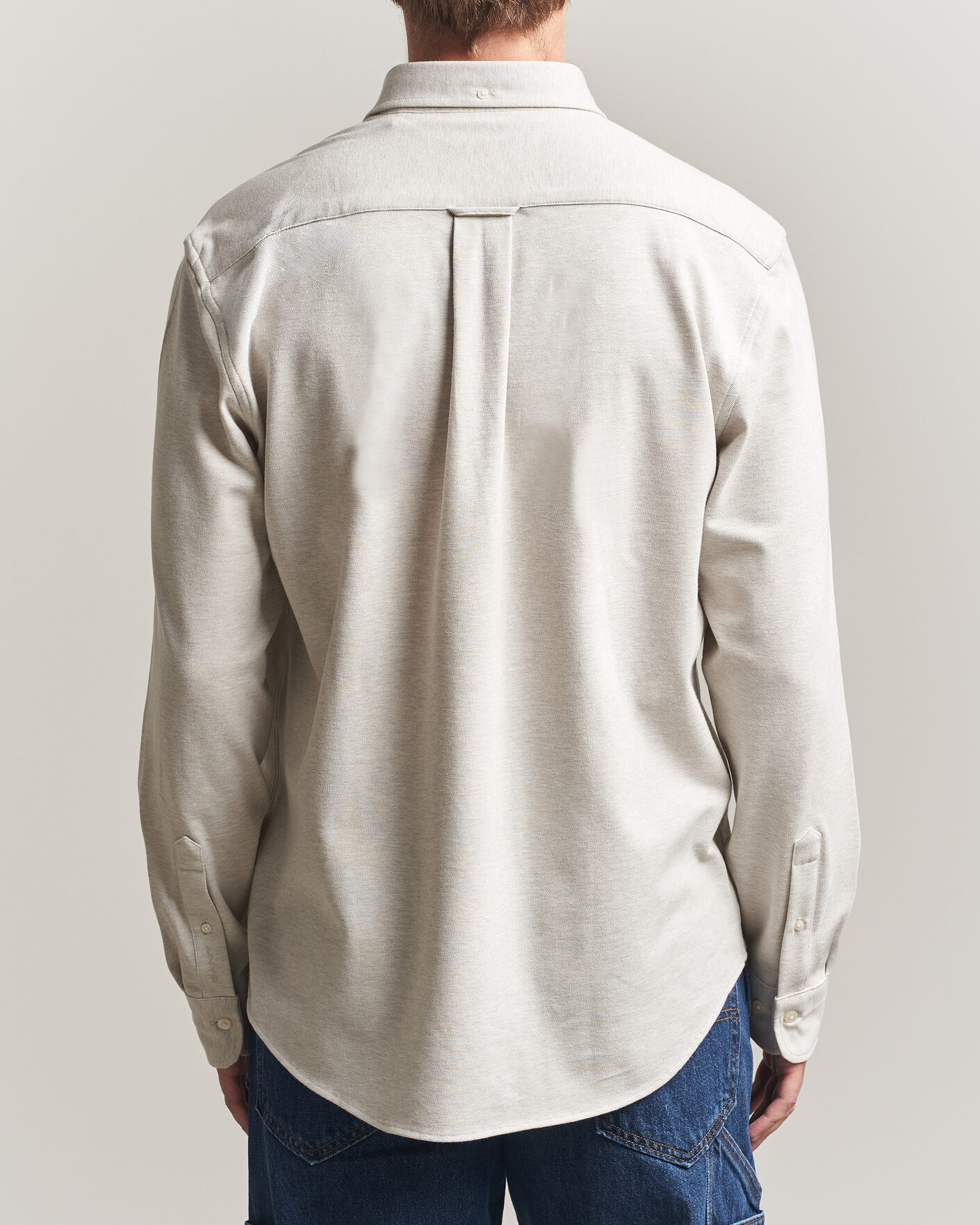 Uomini | Camicie | Gant | Regular Fit Jersey Pique Shirt Light Beige Melange