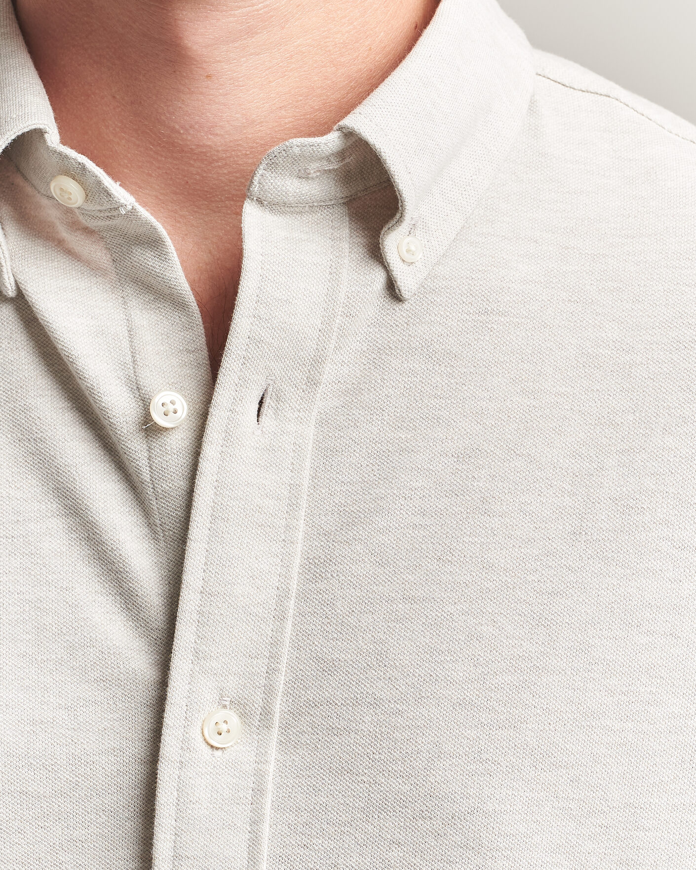 Uomini | Camicie | Gant | Regular Fit Jersey Pique Shirt Light Beige Melange
