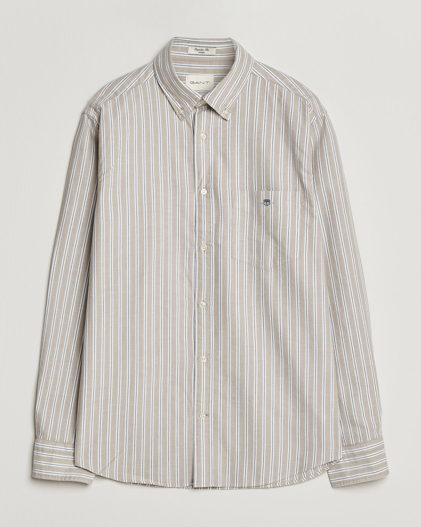 Uomini | Camicie | Gant | Regular Fit Classic Striped Oxford Shirt Light Taupe