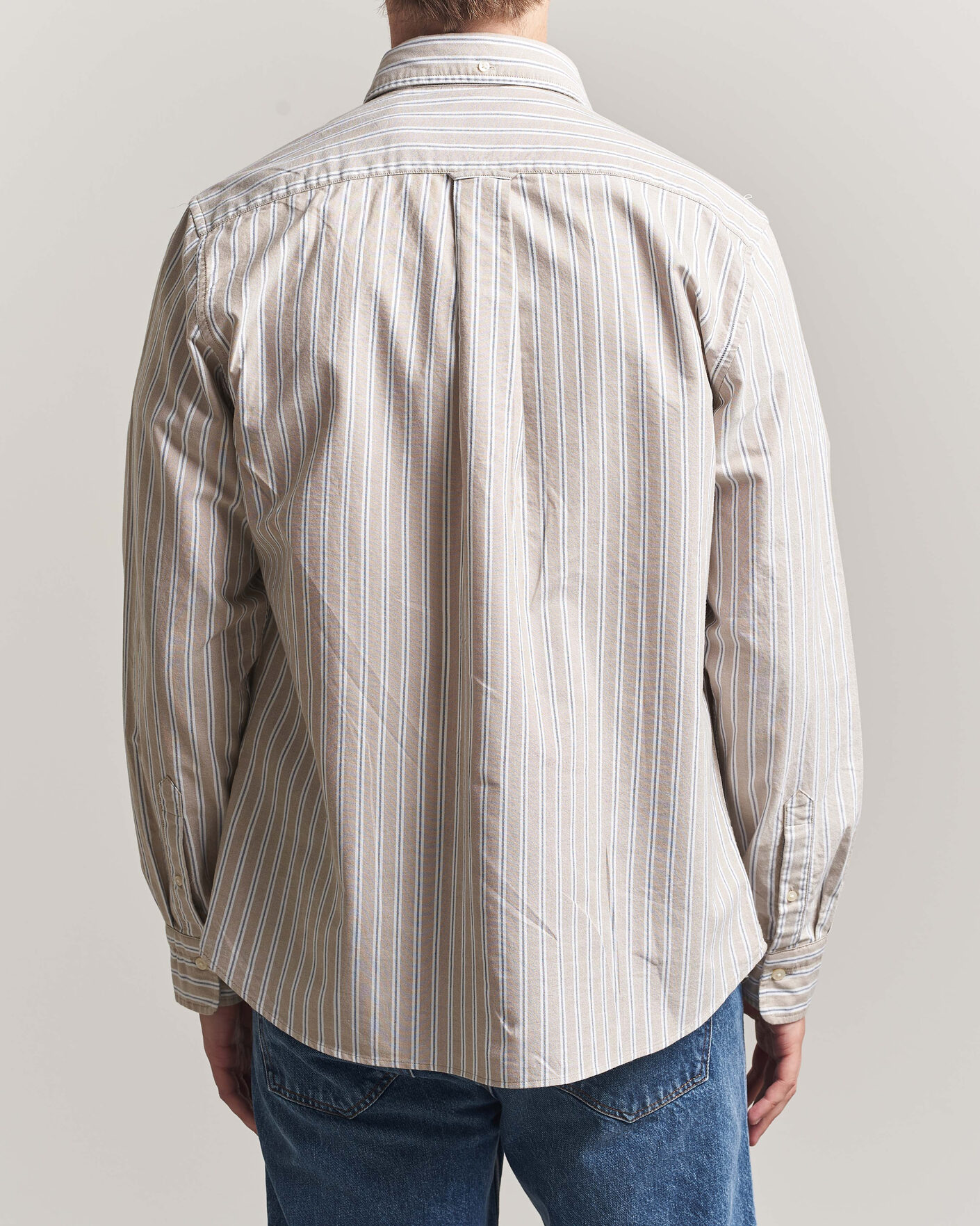 Uomini | Camicie | Gant | Regular Fit Classic Striped Oxford Shirt Light Taupe