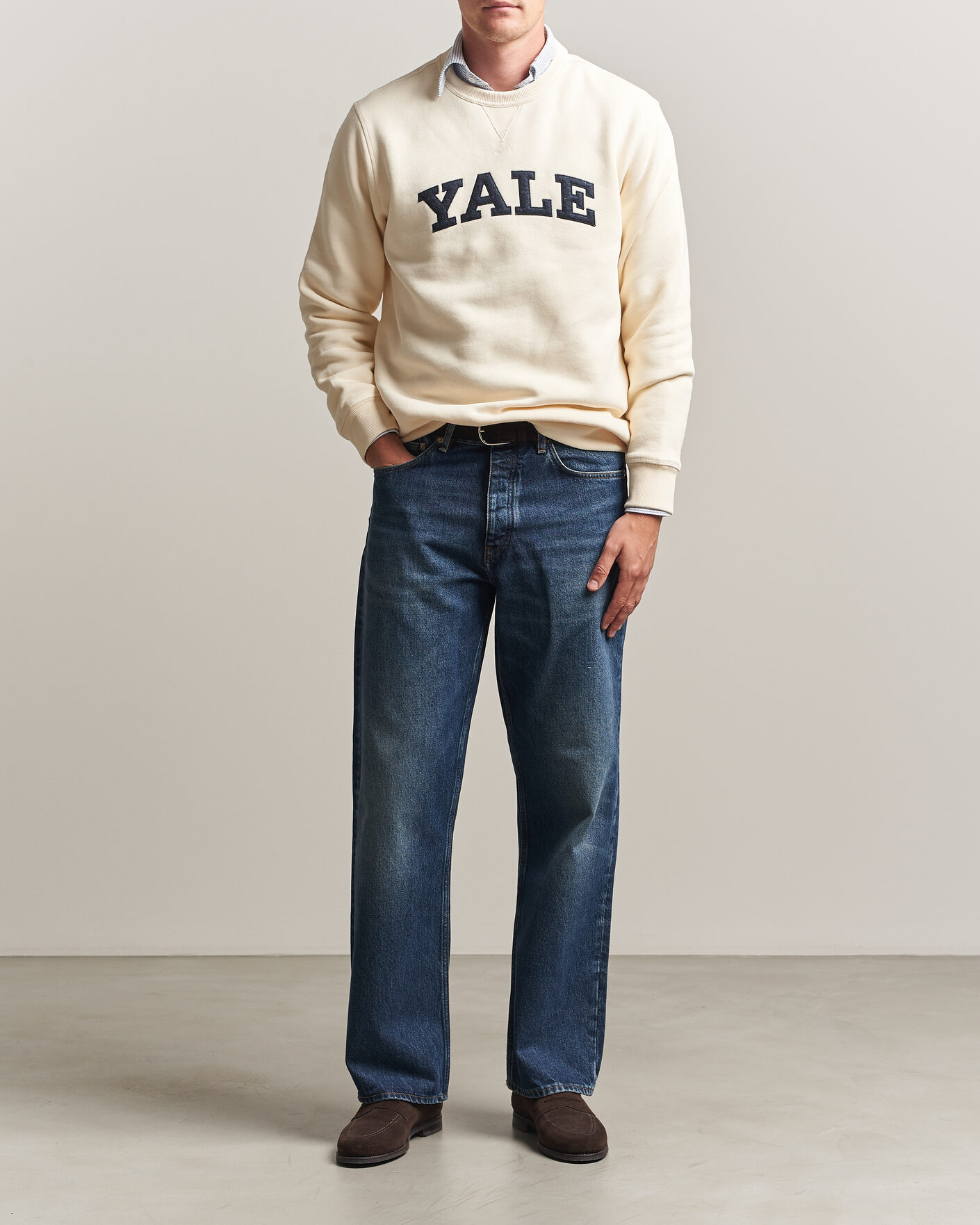 Uomini | Maglieria | Gant | YALE Crew Neck Sweatshirt Cream