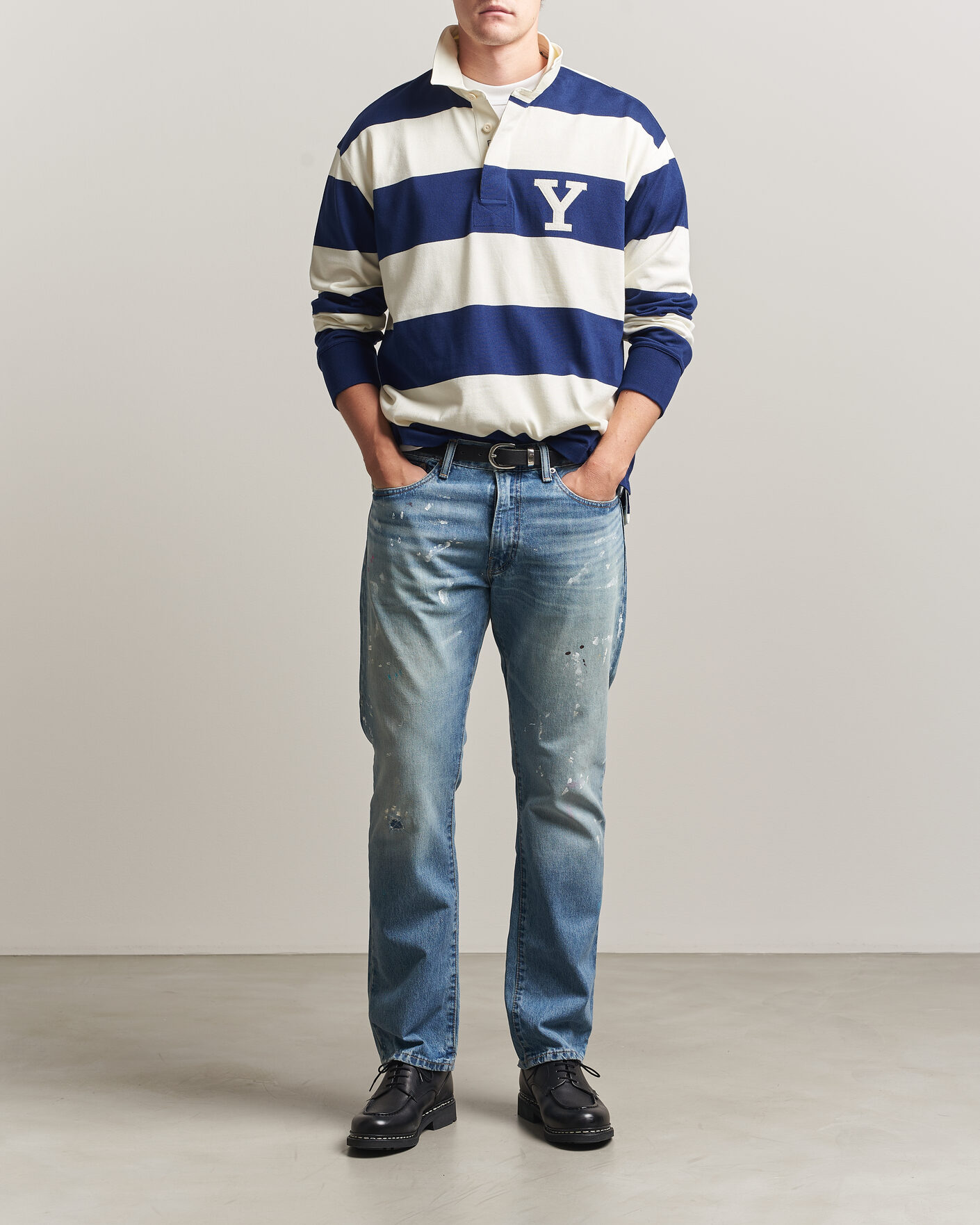 Uomini | Maglieria | Gant | YALE Striped Heavy Rugger Rich Navy