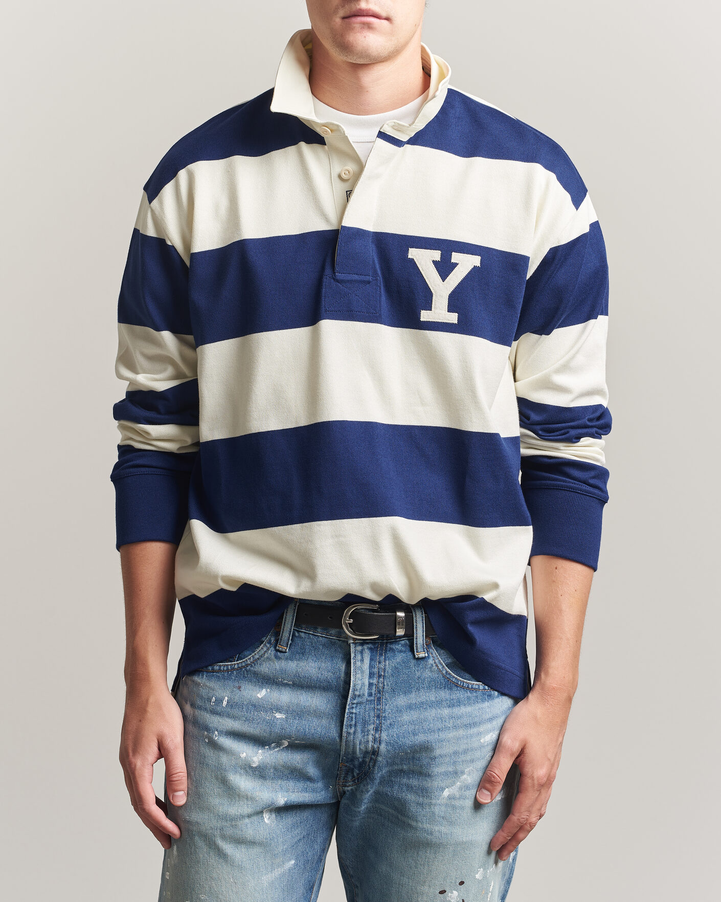 Uomini | Maglieria | Gant | YALE Striped Heavy Rugger Rich Navy