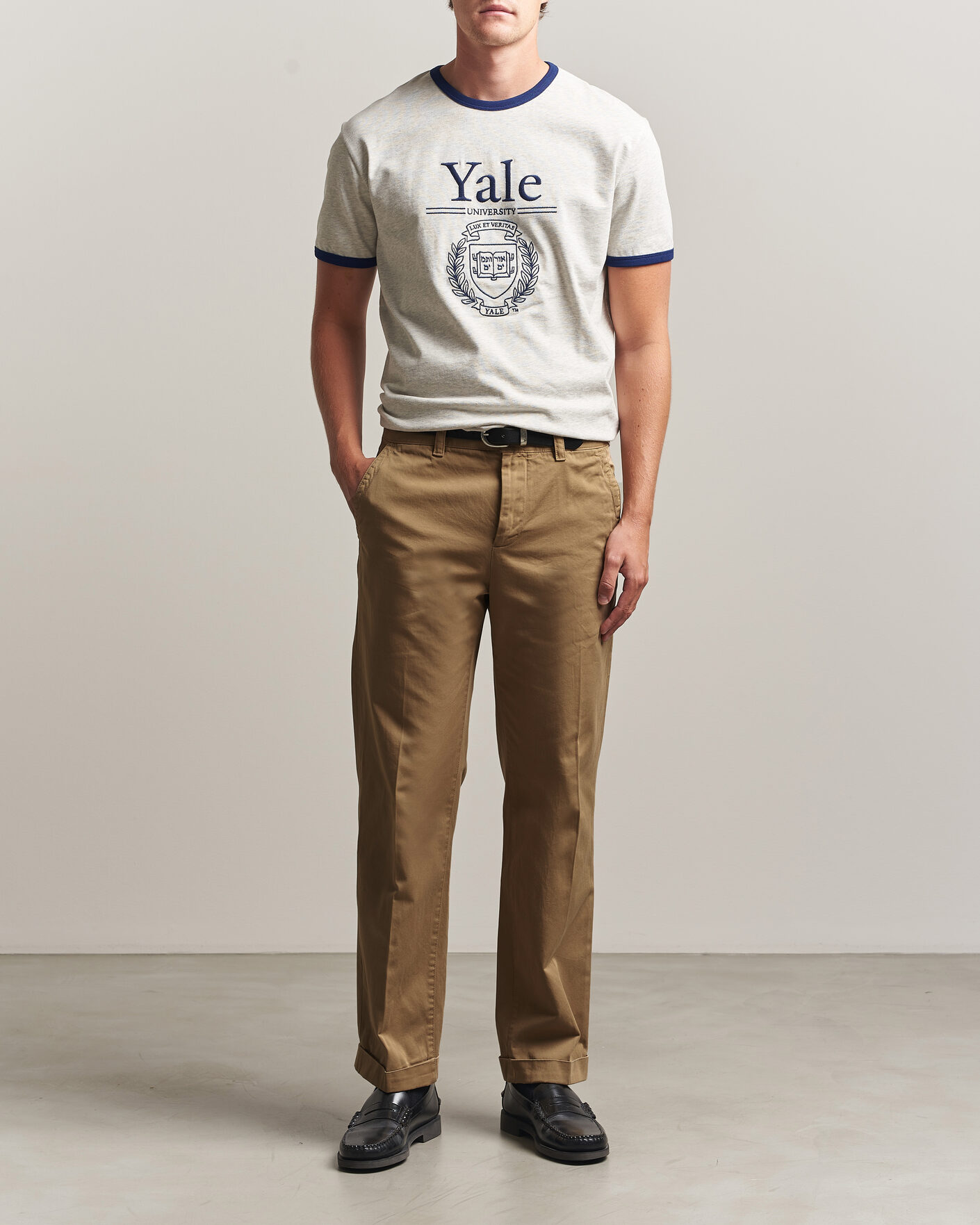 Uomini | T-shirt | Gant | YALE Crew Neck T-Shirt Grey Melange