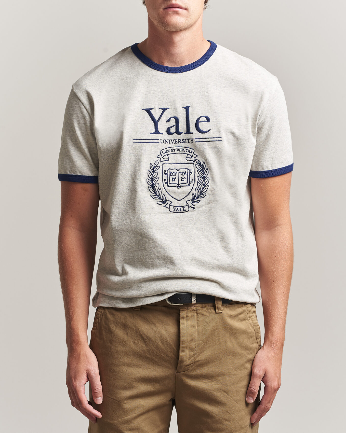 Uomini | T-shirt | Gant | YALE Crew Neck T-Shirt Grey Melange