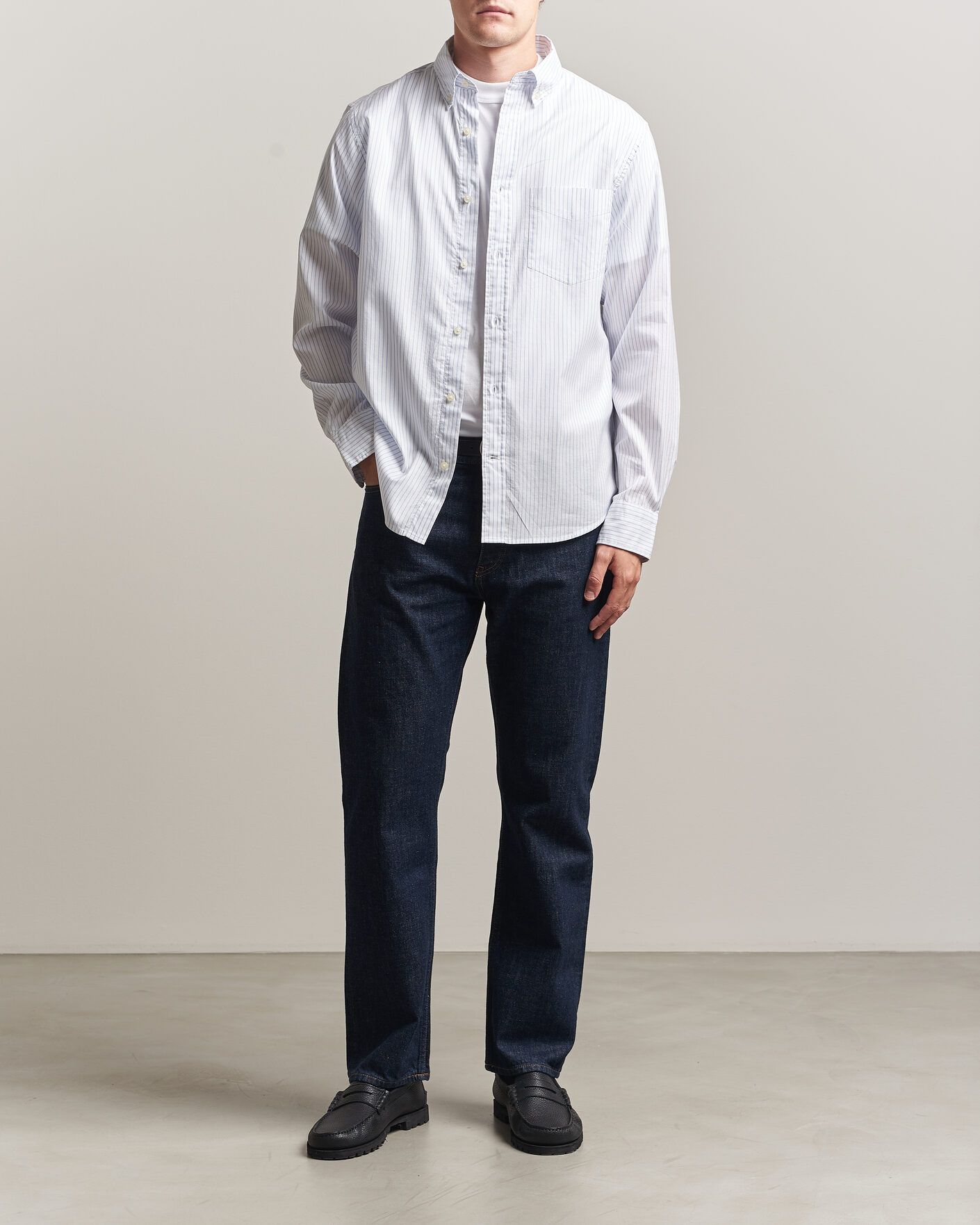 Uomini | Camicie | Gant | YALE Regular Fit Striped Oxford Shirt Light Blue