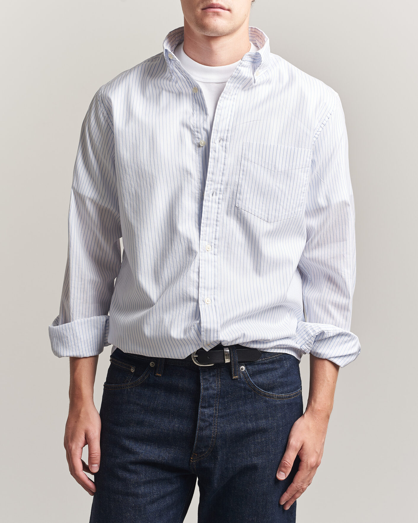 Uomini | Camicie | Gant | YALE Regular Fit Striped Oxford Shirt Light Blue