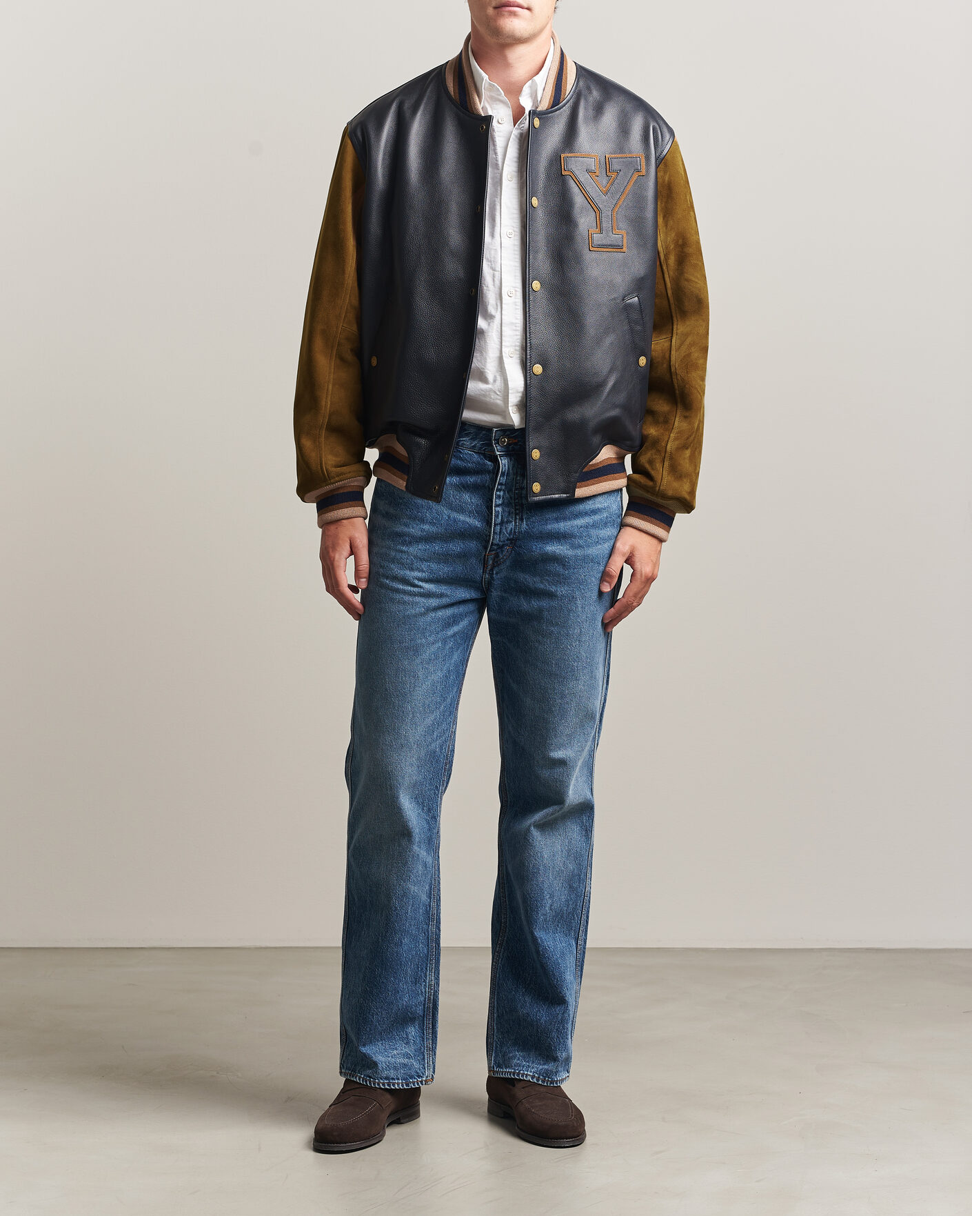 Uomini | Giacche | Gant | YALE Suede/Leather Varsity Jacket Navy