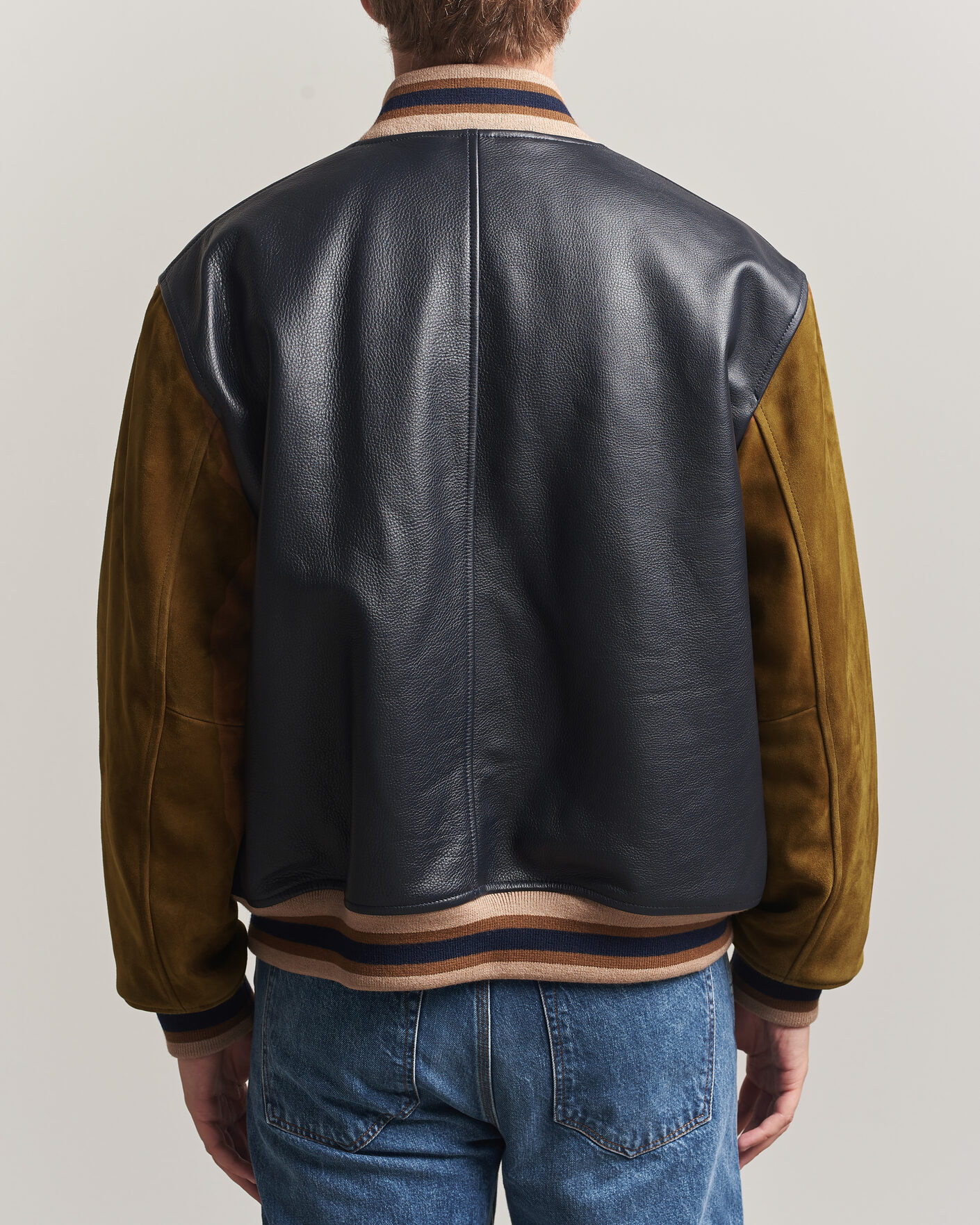 Uomini | Giacche | Gant | YALE Suede/Leather Varsity Jacket Navy