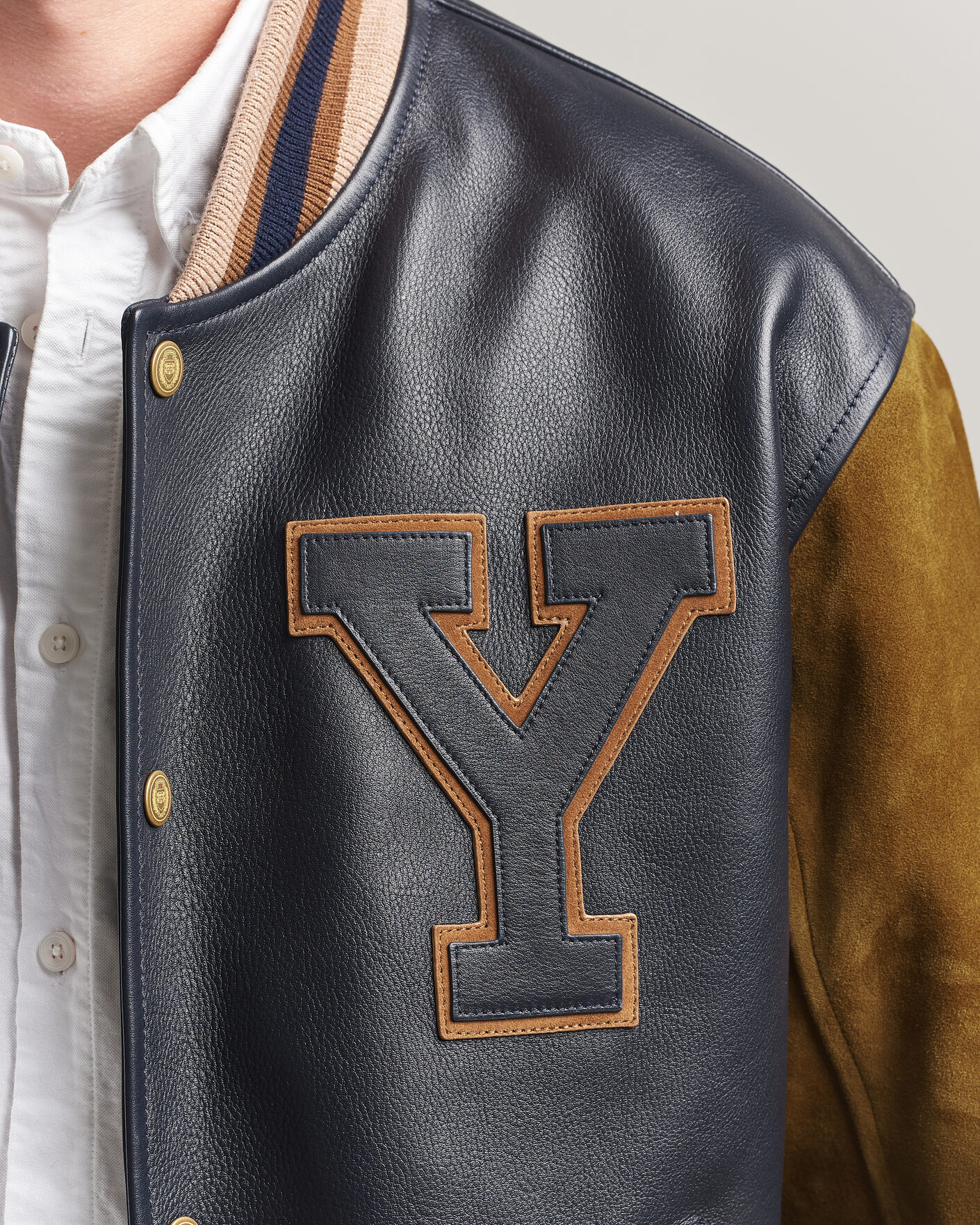 Uomini | Giacche | Gant | YALE Suede/Leather Varsity Jacket Navy