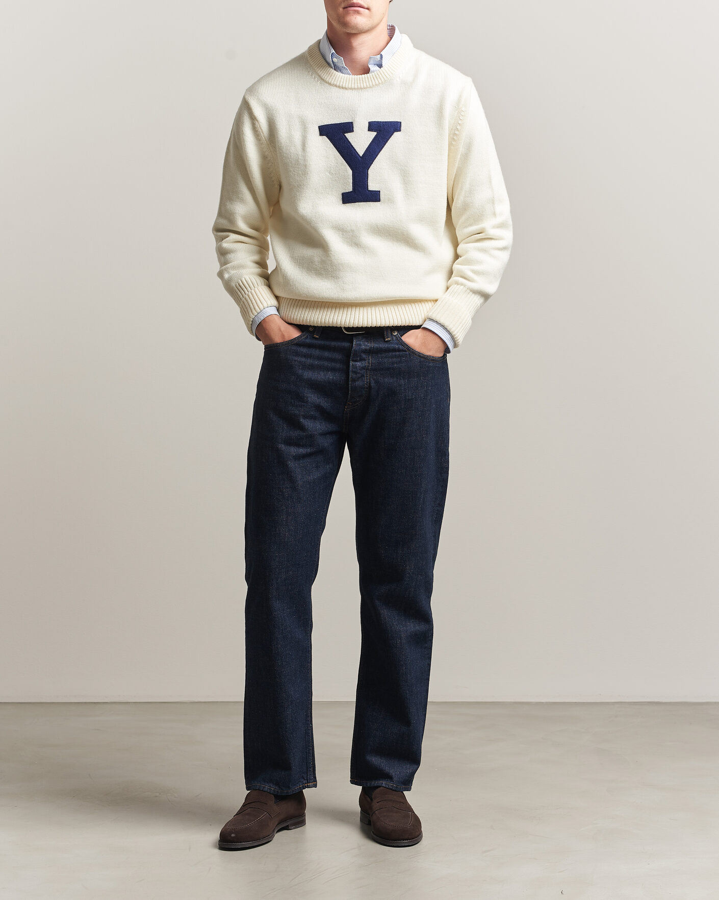 Uomini | Maglieria | Gant | YALE Merino Crew Neck Cream