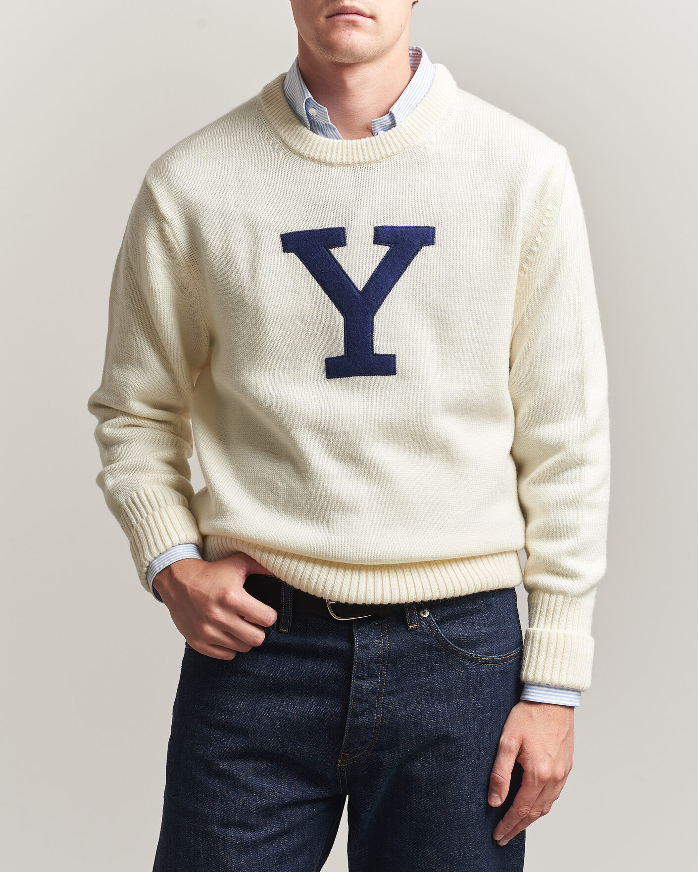 Uomini | Maglieria | Gant | YALE Merino Crew Neck Cream