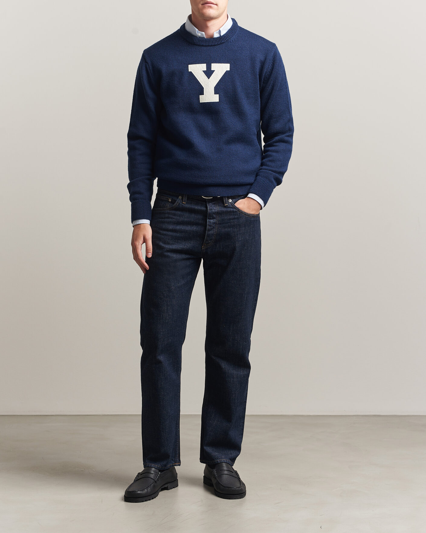 Uomini | Maglieria | Gant | YALE Merino Crew Neck Marine