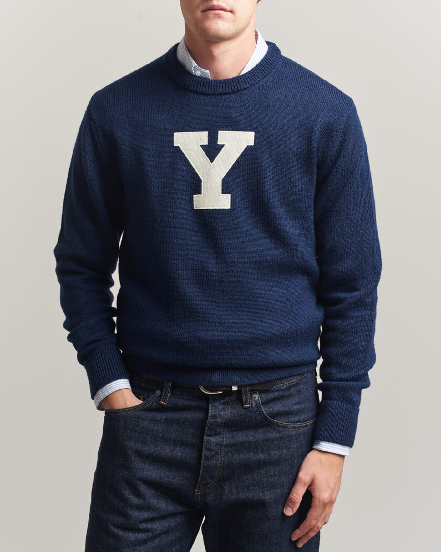 Uomini | Maglieria | Gant | YALE Merino Crew Neck Marine