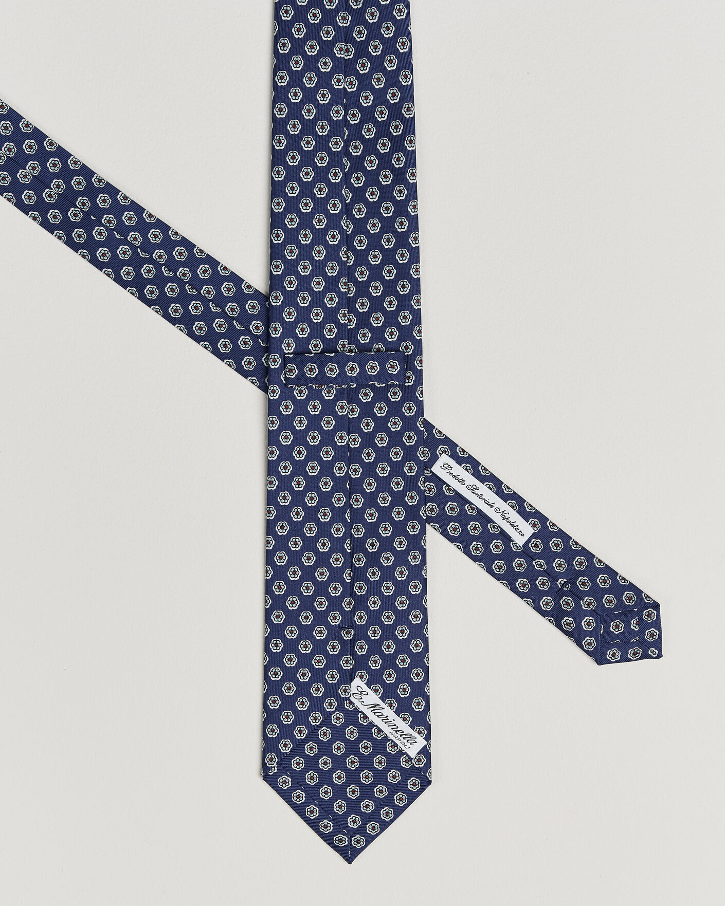 Uomini | Cravatte | E. Marinella | 3-Fold Printed Silk Tie Dark Blue