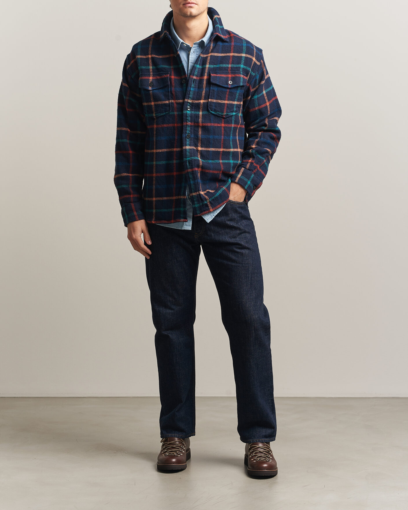 Uomini | Camicie | Pendleton | Big Pocket Shirt Dark Blue Check
