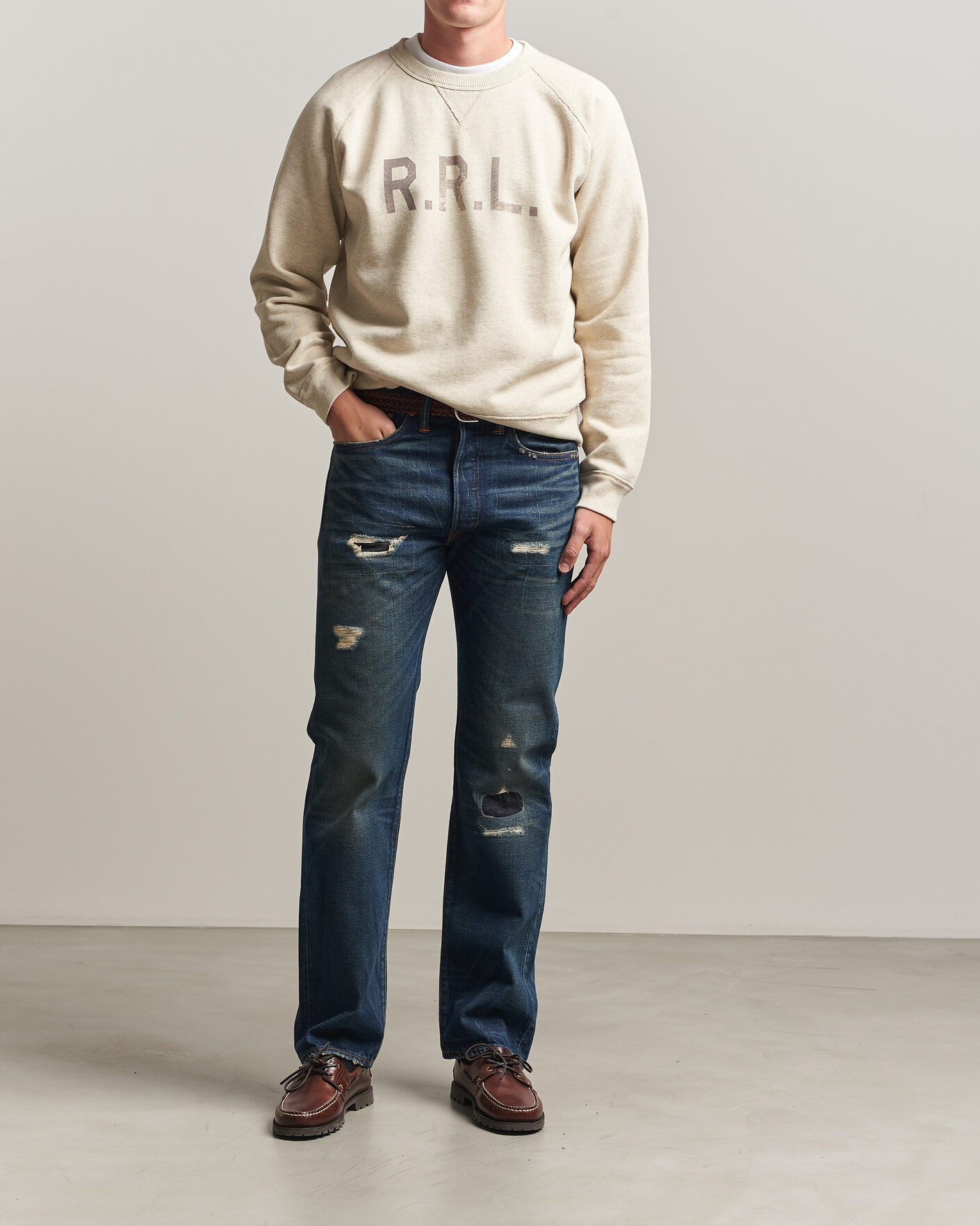 Uomini | Maglieria | RRL | Raglan Sleeve Sweatshirt Oatmeal Heather