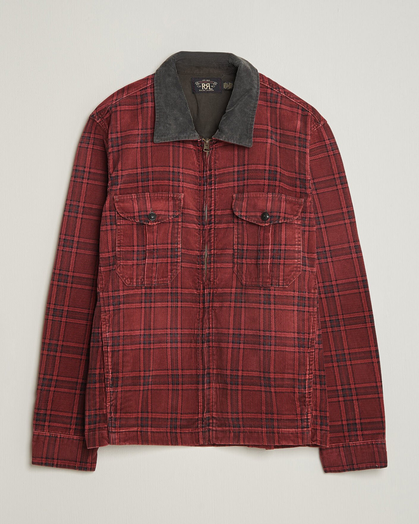 Uomini | Giacche | RRL | Corduroy Zip Shirt Jacket Red/Black