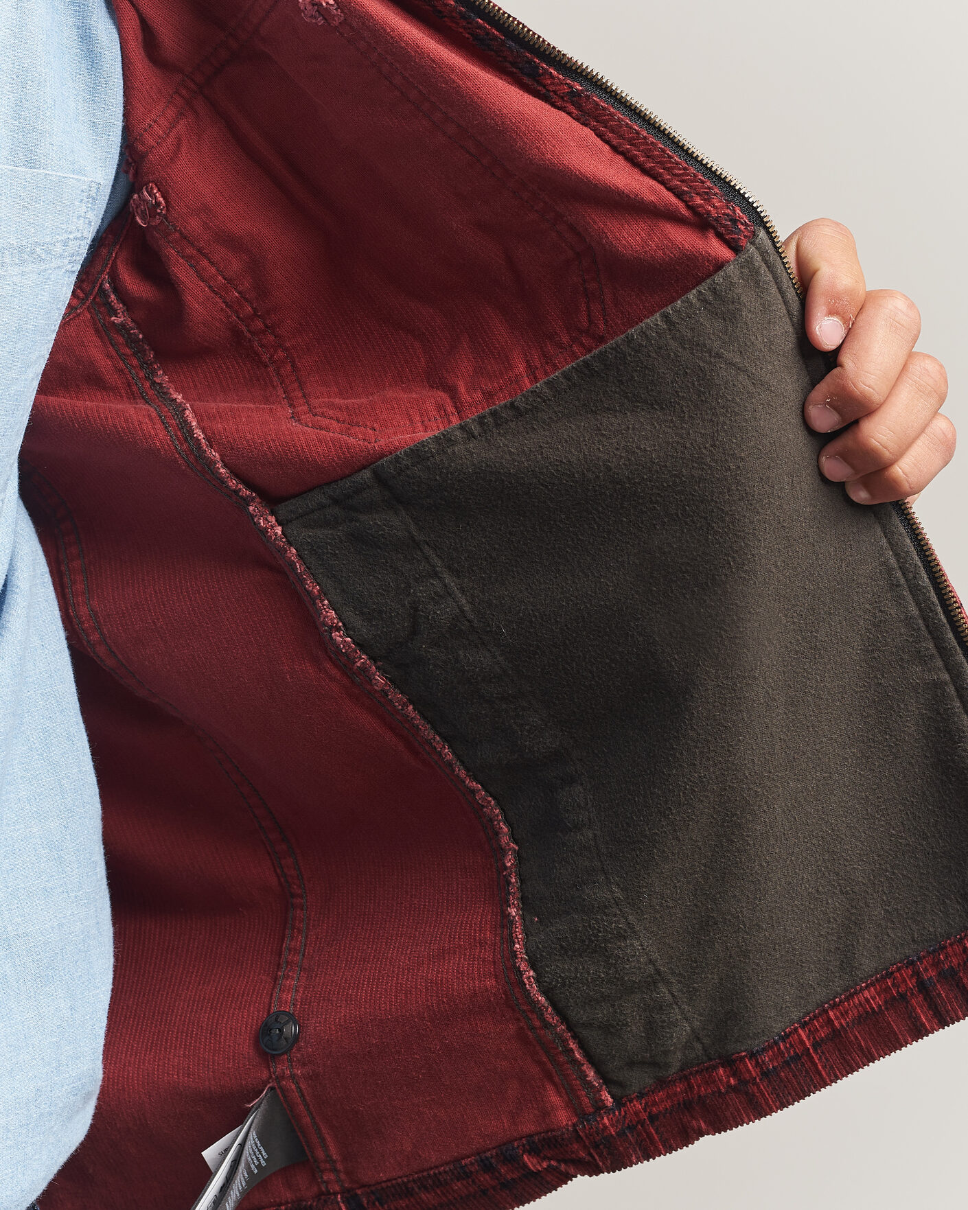 Uomini | Giacche | RRL | Corduroy Zip Shirt Jacket Red/Black