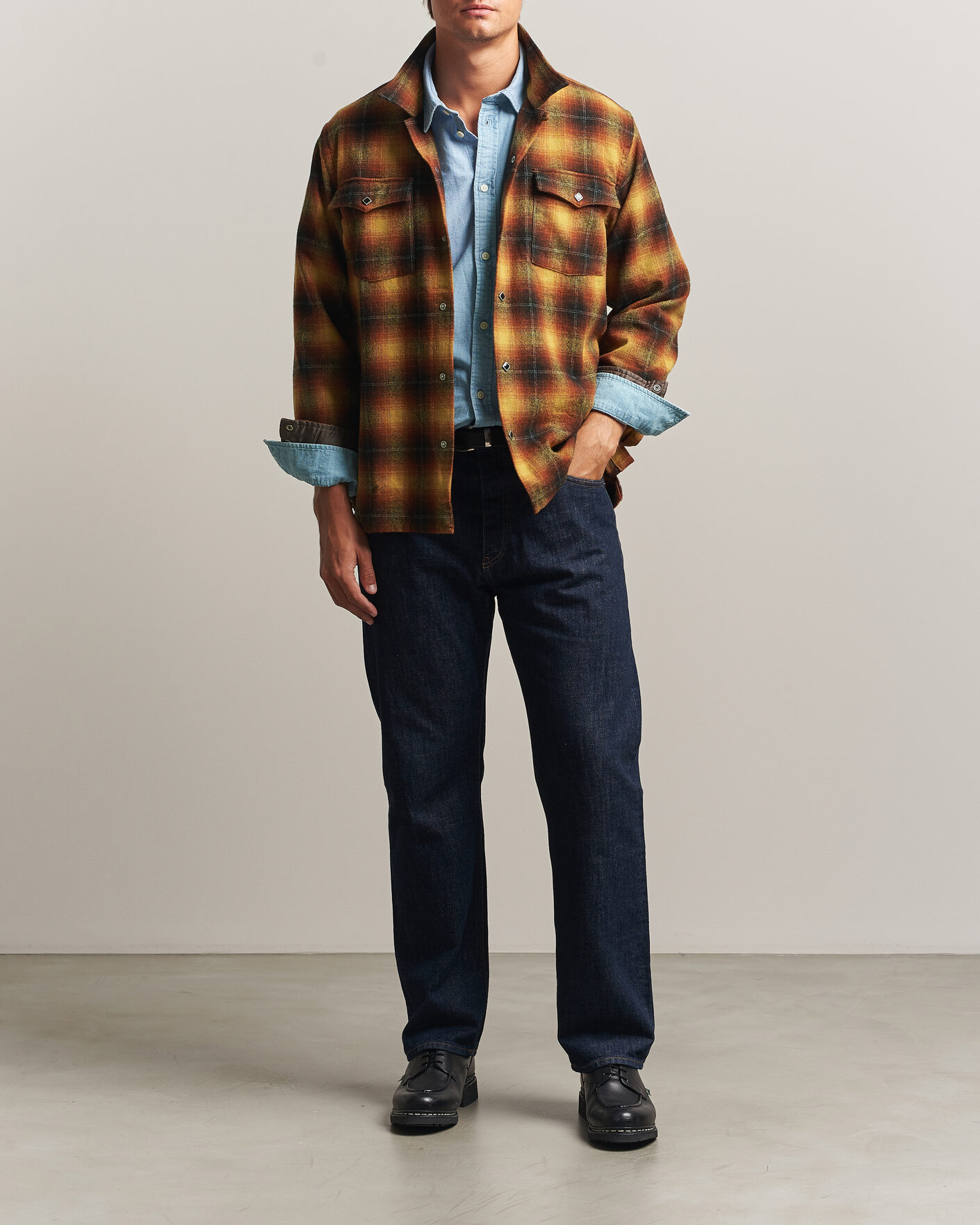 Uomini | Camicie | RRL | Jesse Plaid Camp Shirt Orange/Yellow