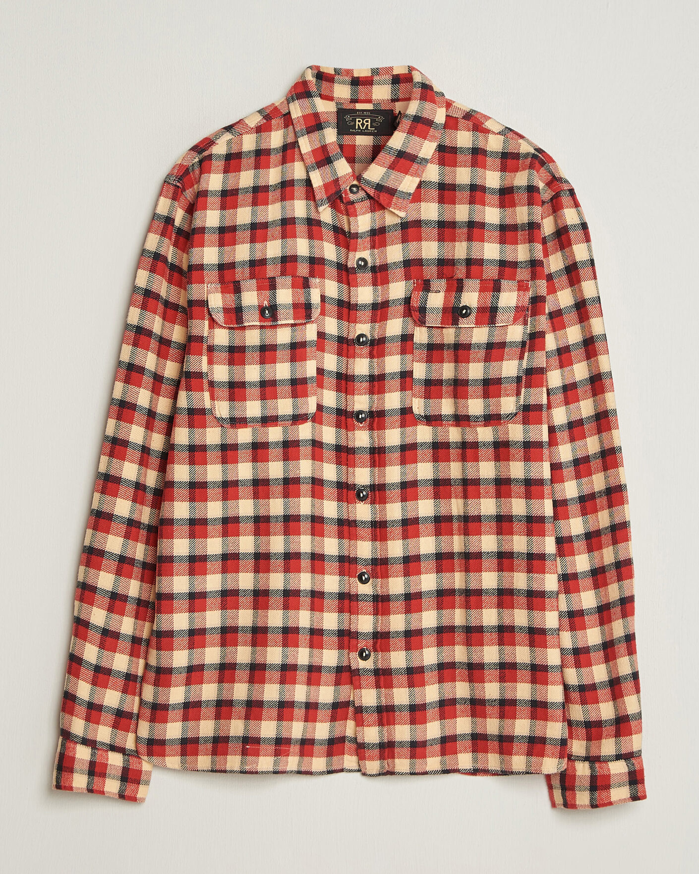 Uomini | Camicie | RRL | Plaid Flannel Shirt Red/Cream
