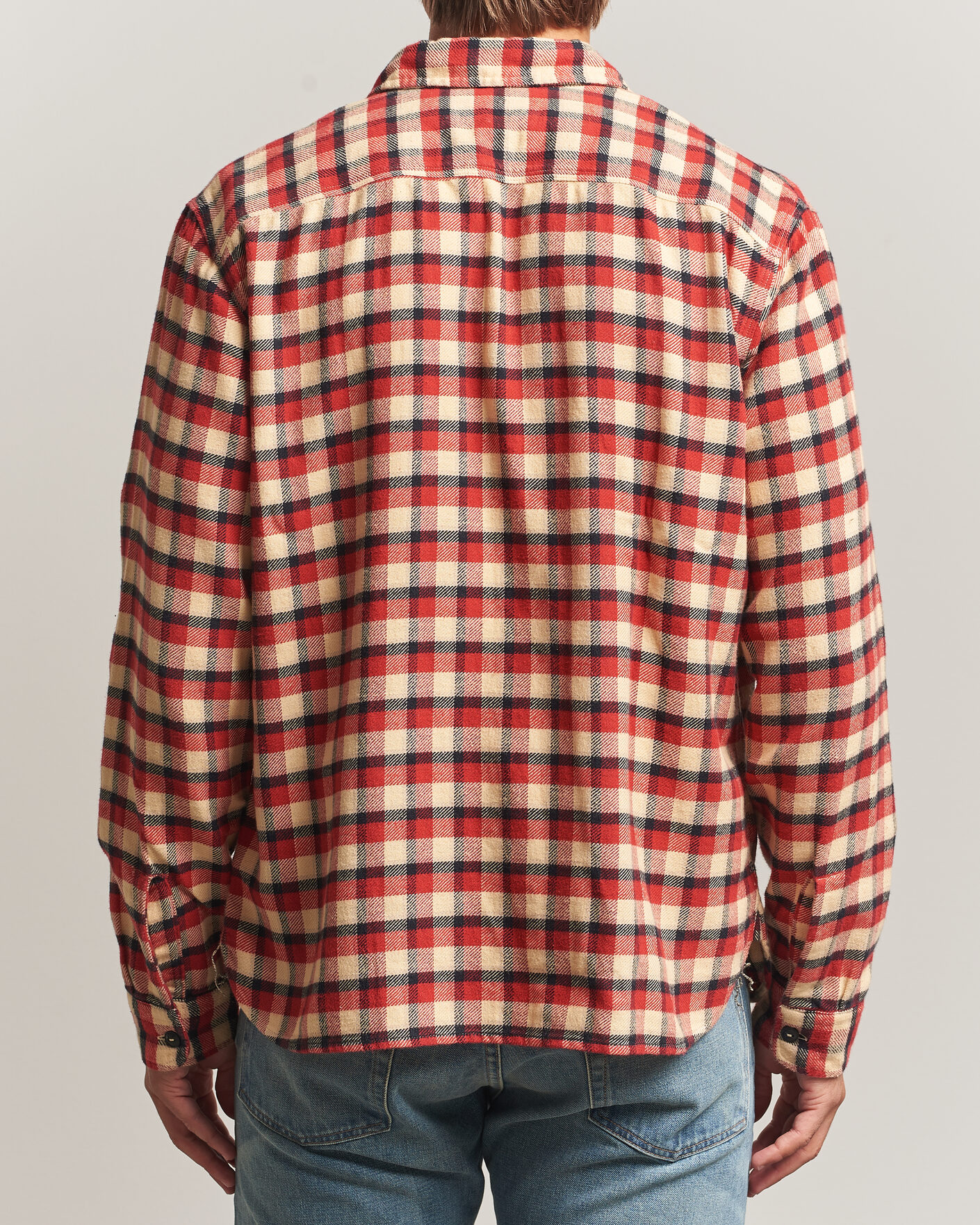 Uomini | Camicie | RRL | Plaid Flannel Shirt Red/Cream