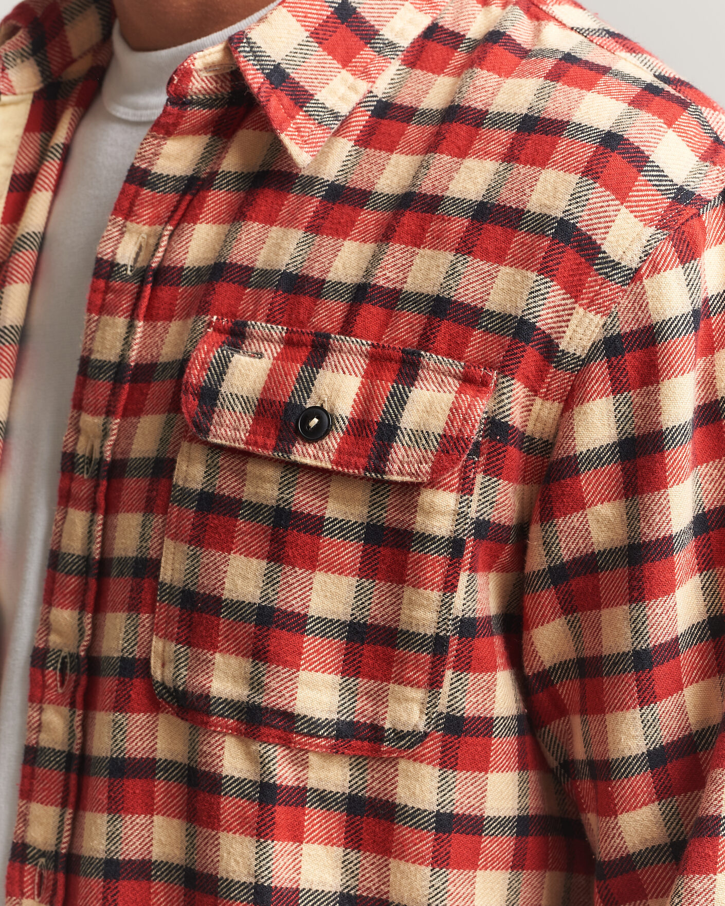 Uomini | Camicie | RRL | Plaid Flannel Shirt Red/Cream