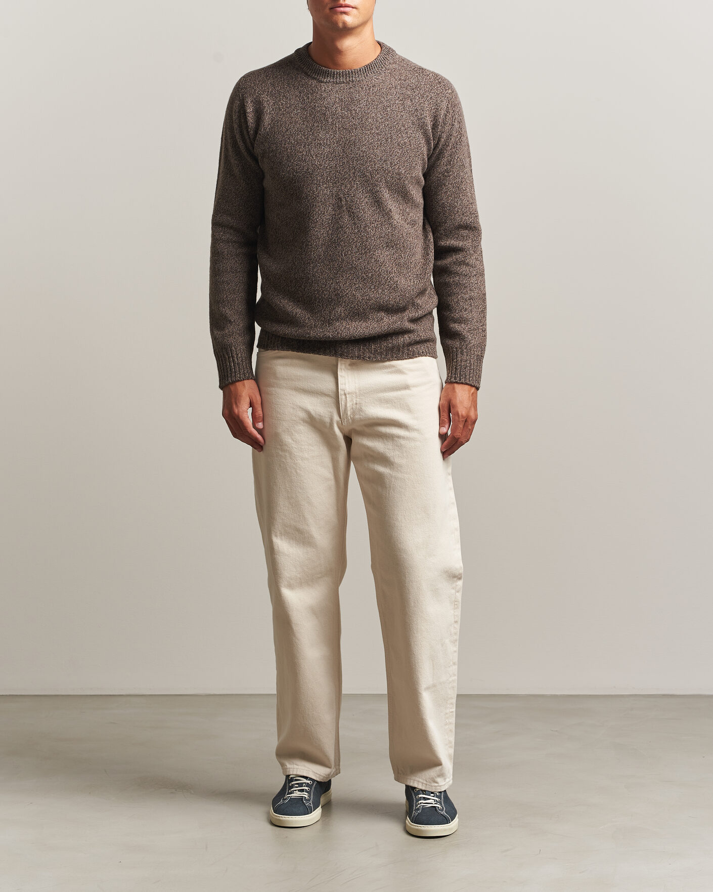 Uomini | Maglieria | Altea | Wool/Cashmere Crew Neck Pullover Brown Melange