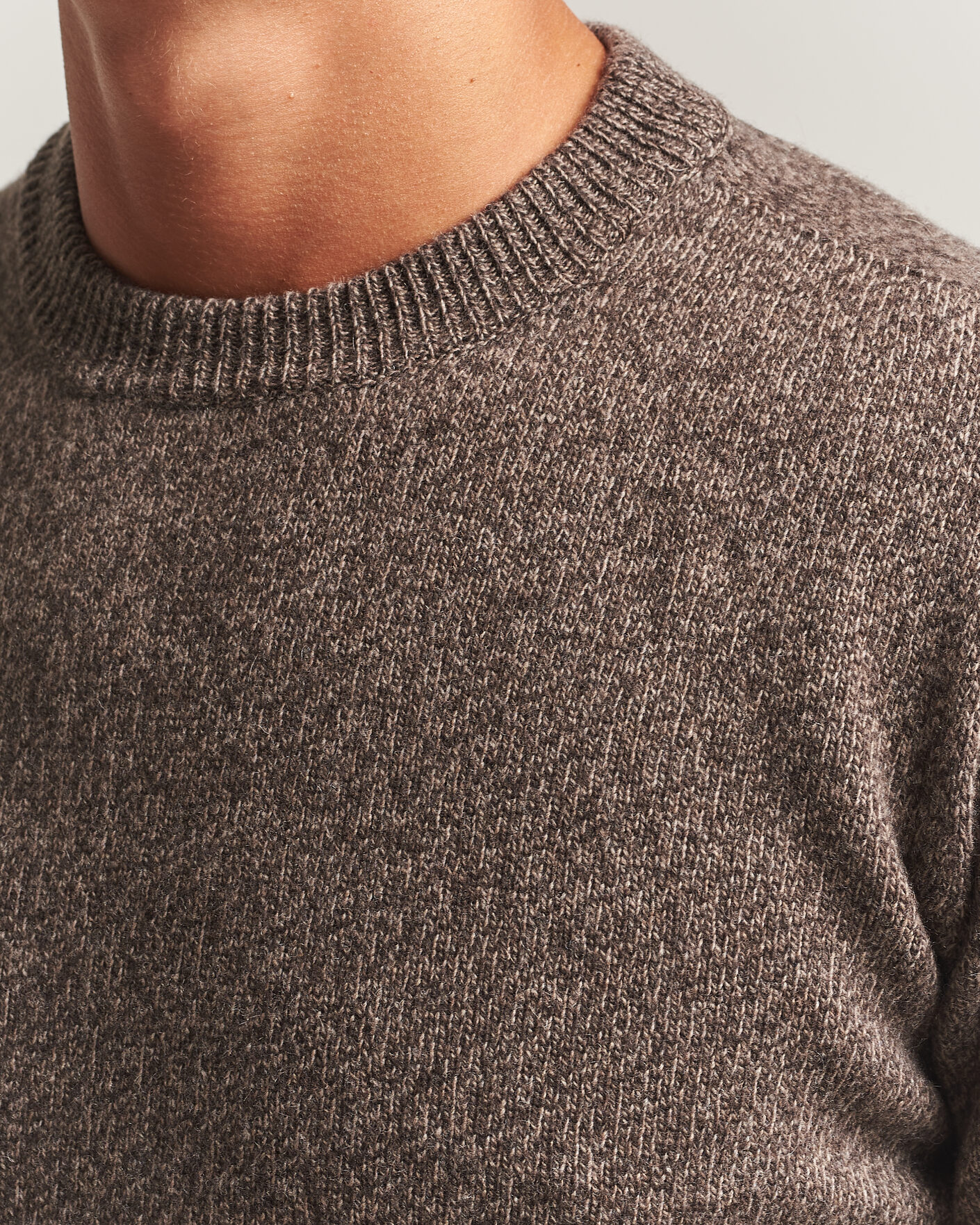 Uomini | Maglieria | Altea | Wool/Cashmere Crew Neck Pullover Brown Melange
