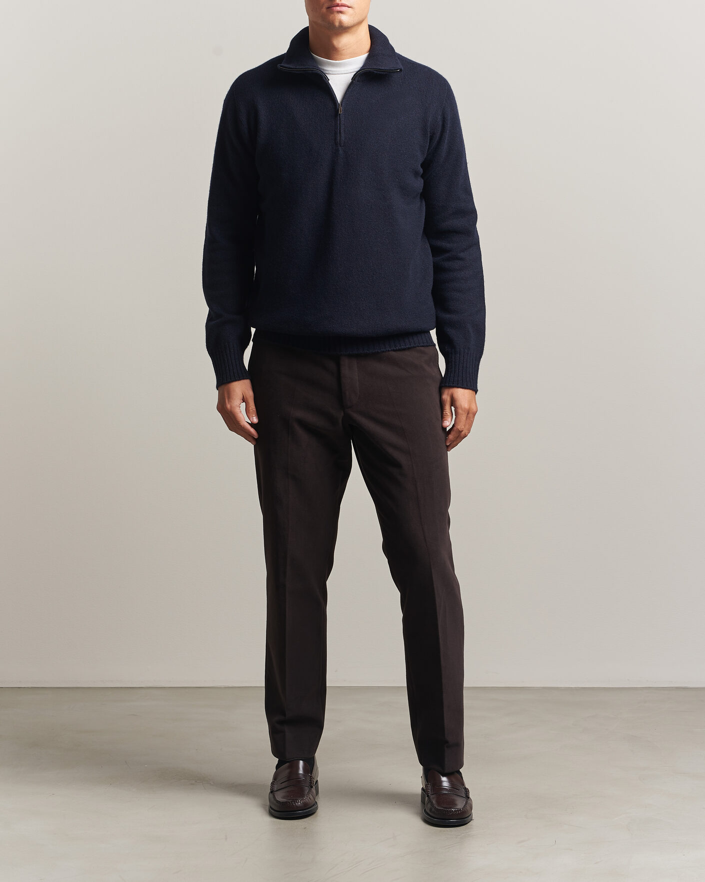 Uomini | Maglieria | Altea | Wool/Cashmere Half Zip Navy