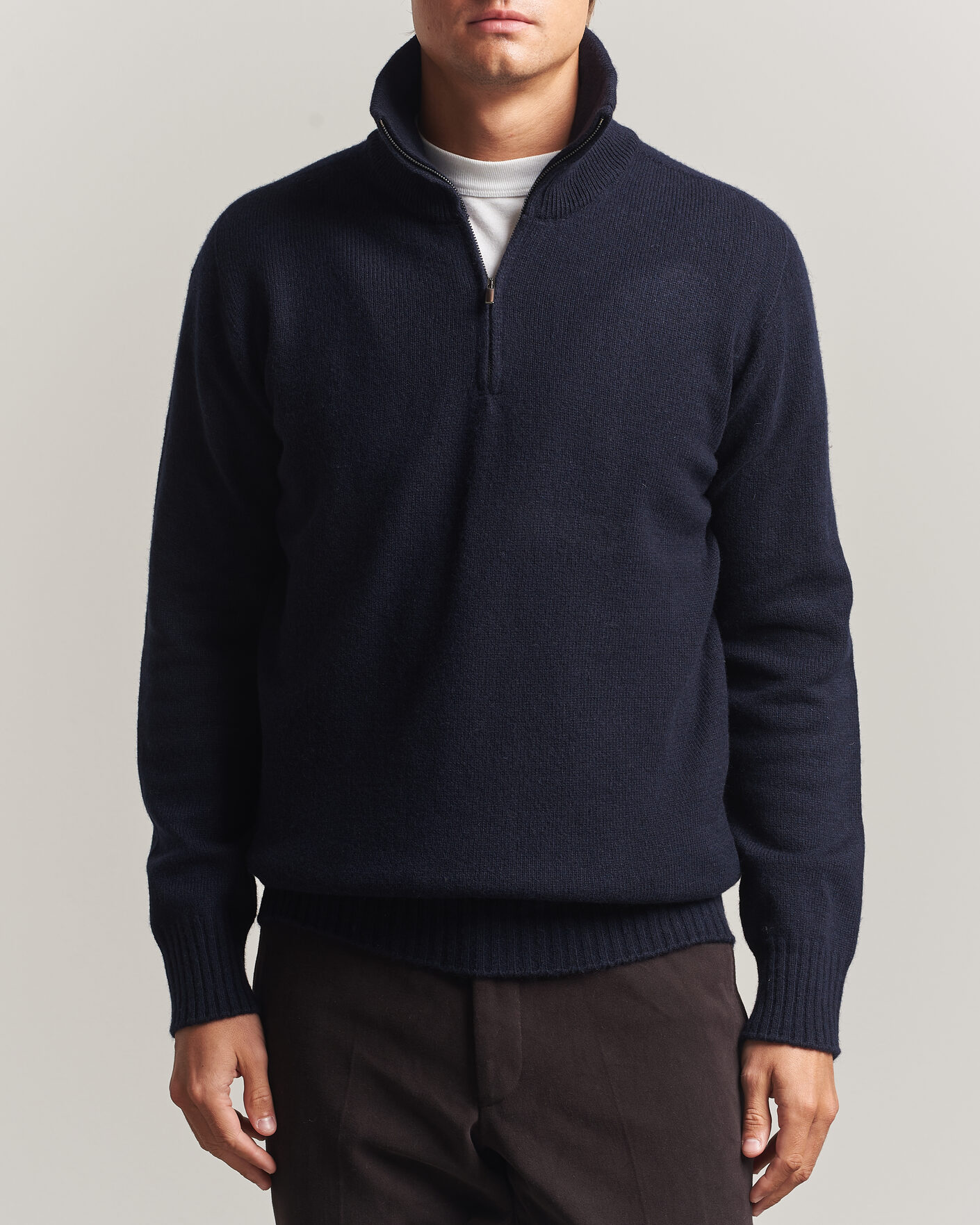 Uomini | Maglieria | Altea | Wool/Cashmere Half Zip Navy